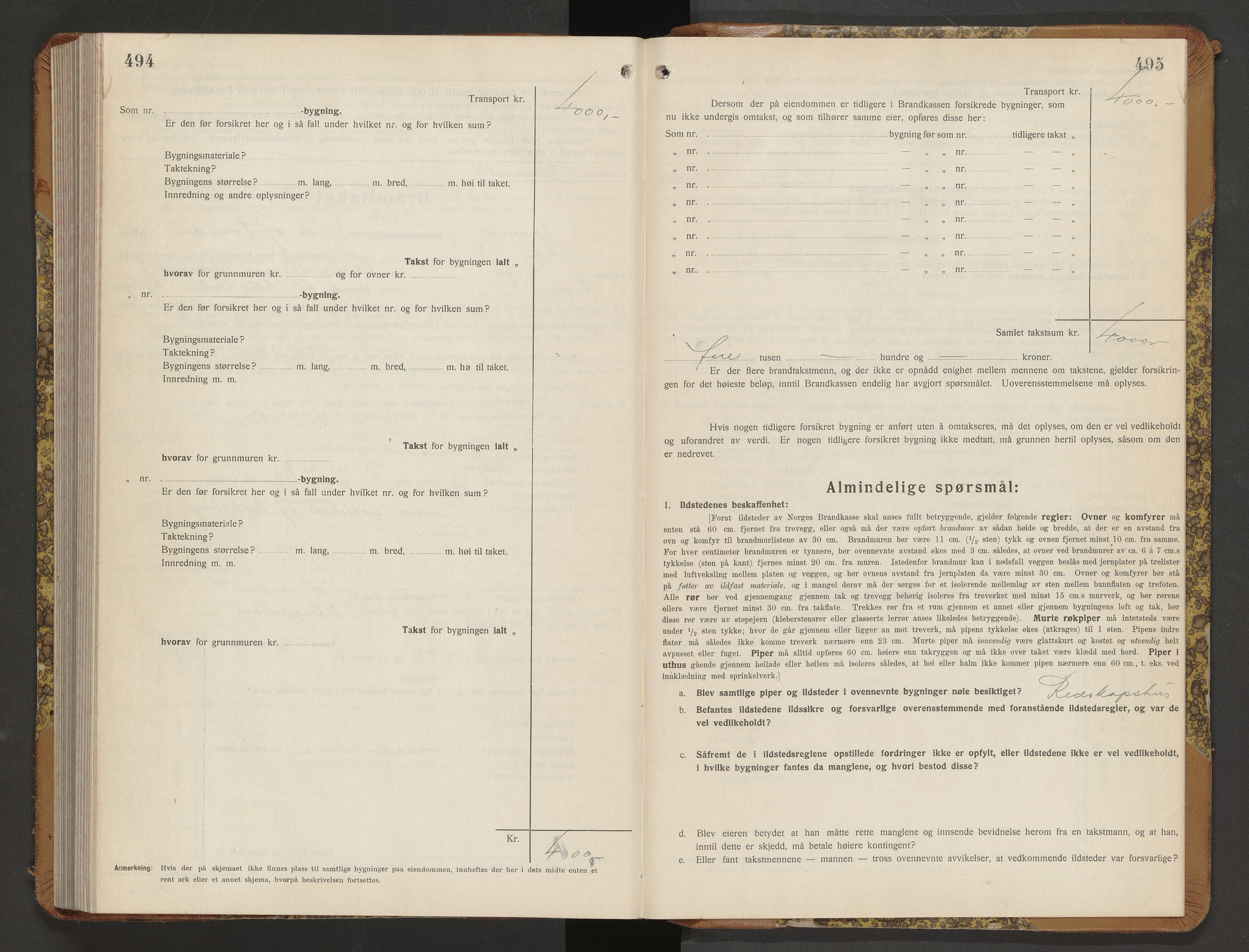 Norges Brannkasse Borgund, SAT/A-5495/Fb/L0002: Branntakstprotokoll, 1935-1940, p. 494-495