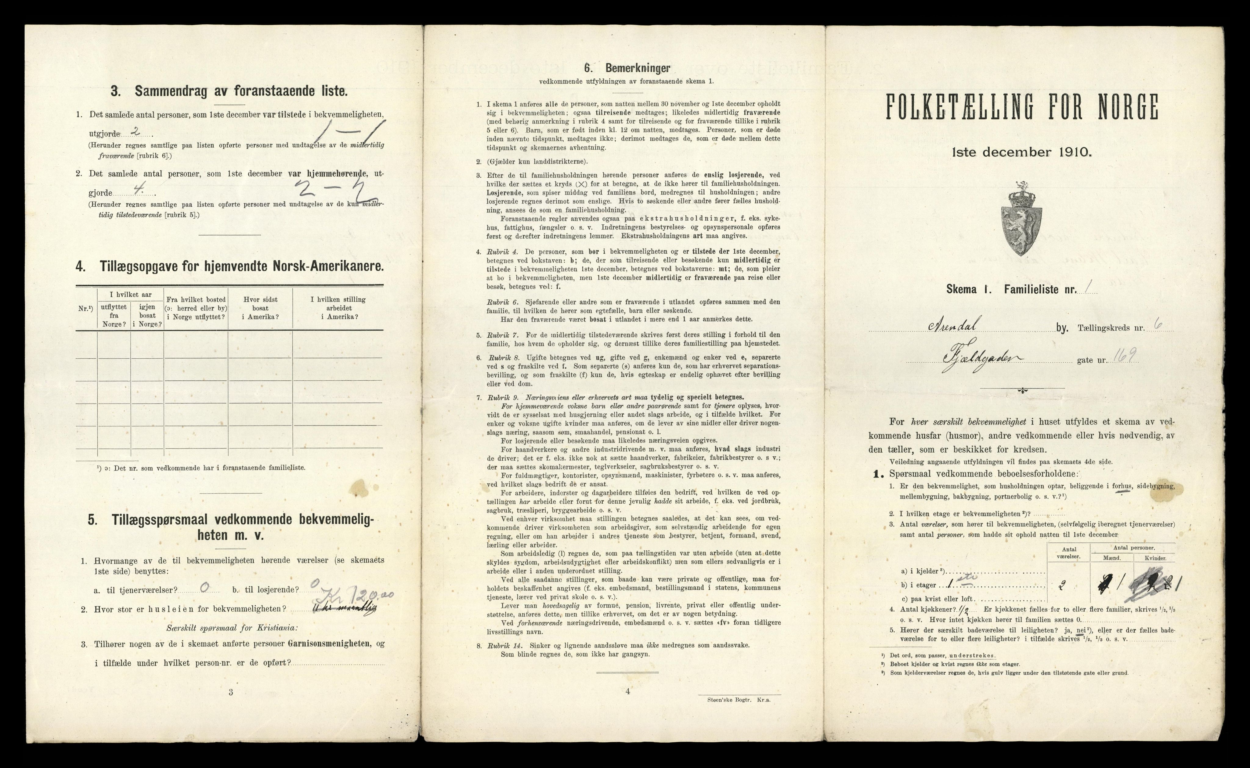 RA, 1910 census for Arendal, 1910, p. 1847