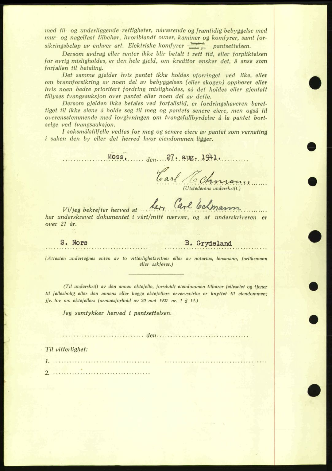 Moss sorenskriveri, AV/SAO-A-10168: Mortgage book no. B11, 1941-1942, Diary no: : 1600/1941