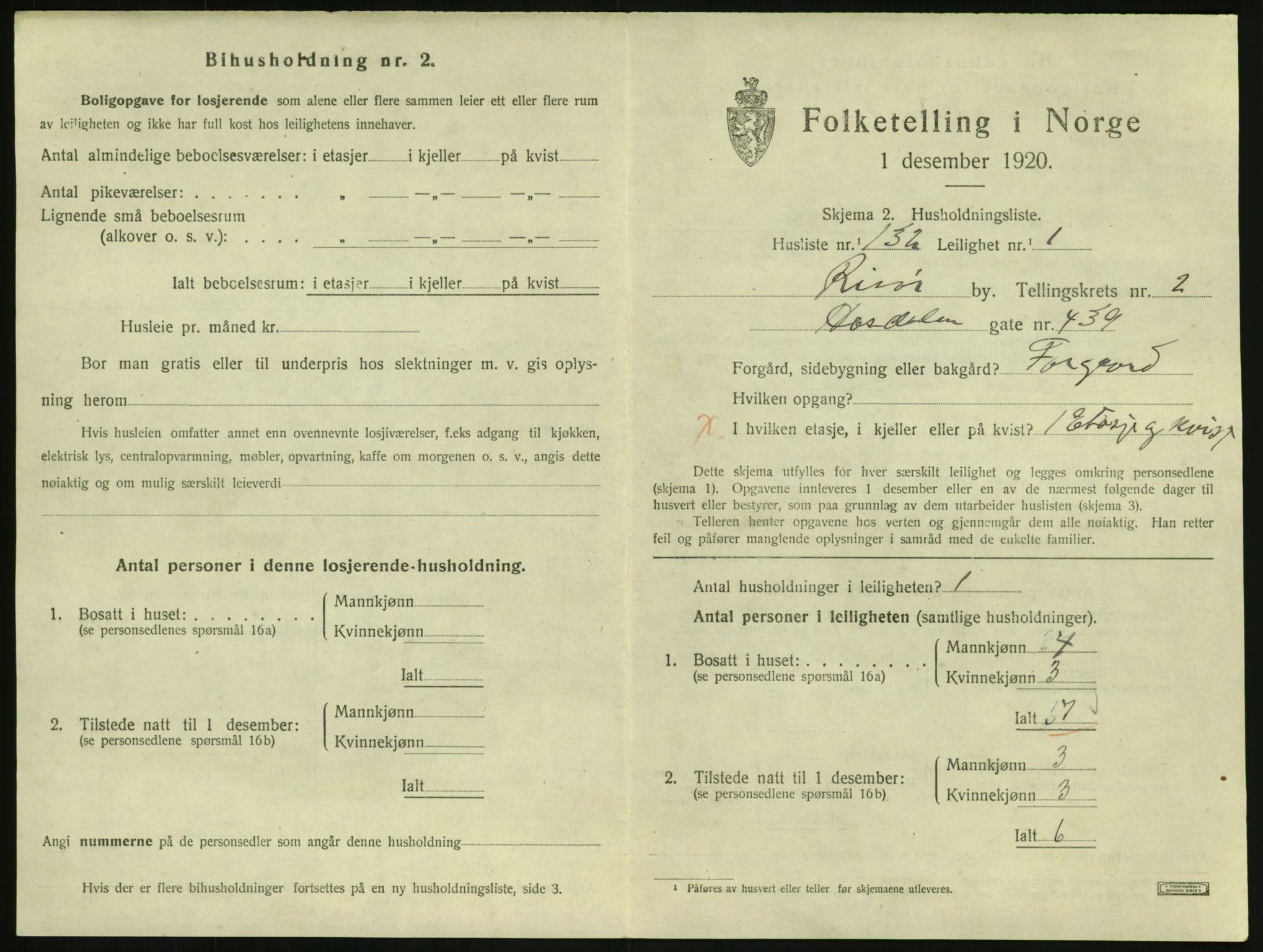 SAK, 1920 census for Risør, 1920, p. 2321