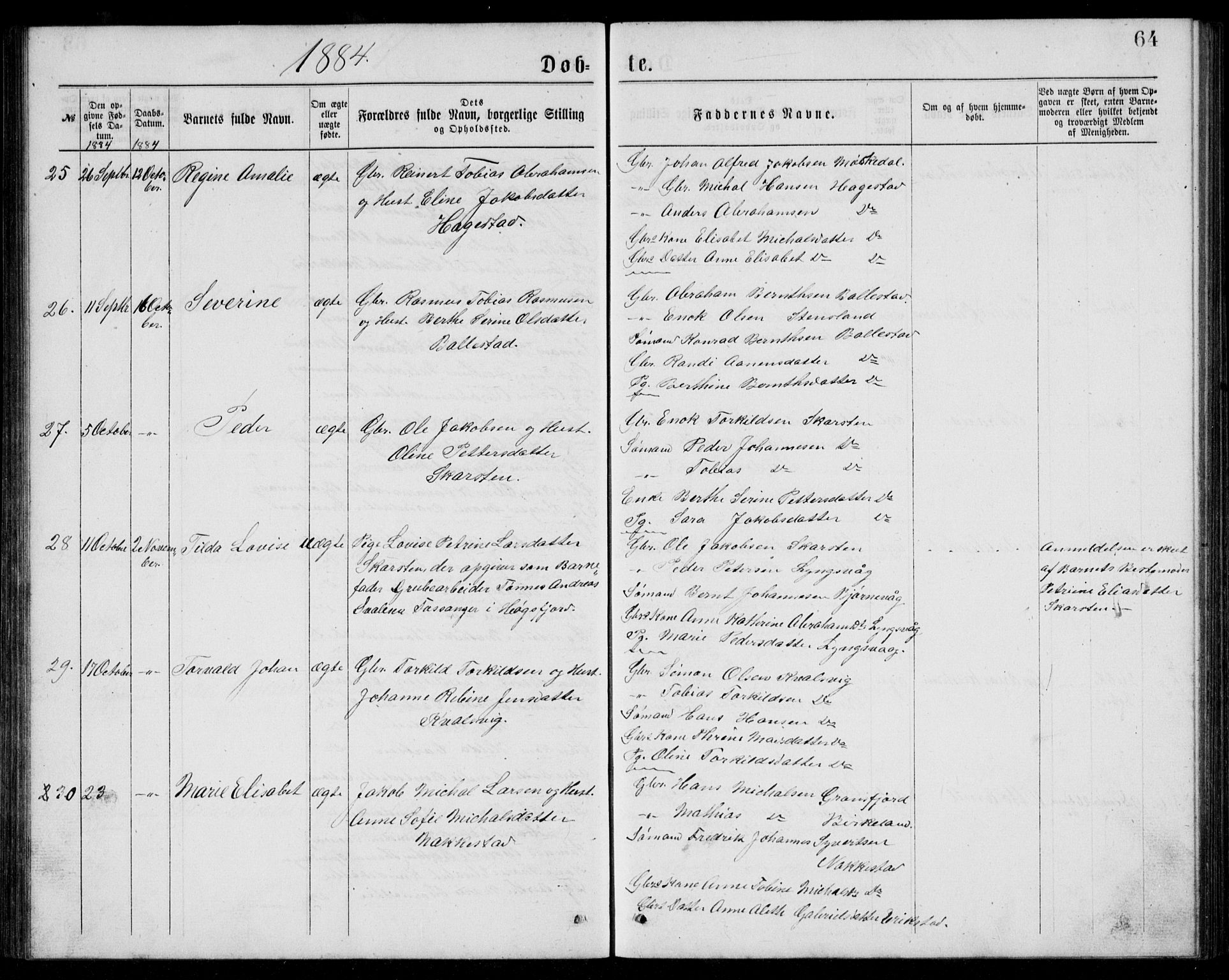 Lyngdal sokneprestkontor, AV/SAK-1111-0029/F/Fb/Fba/L0002: Parish register (copy) no. B 2, 1876-1886, p. 64