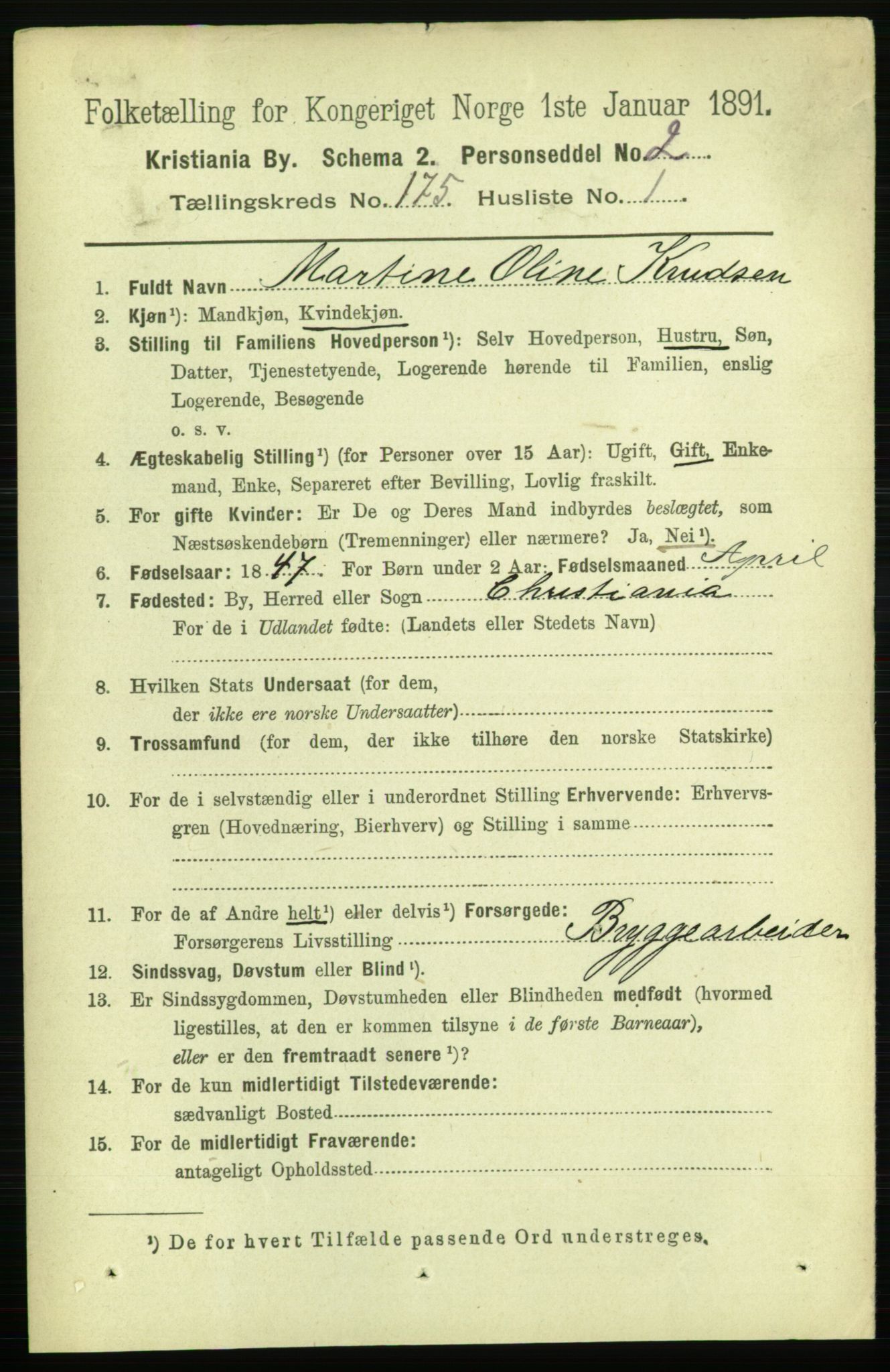 RA, 1891 census for 0301 Kristiania, 1891, p. 104749