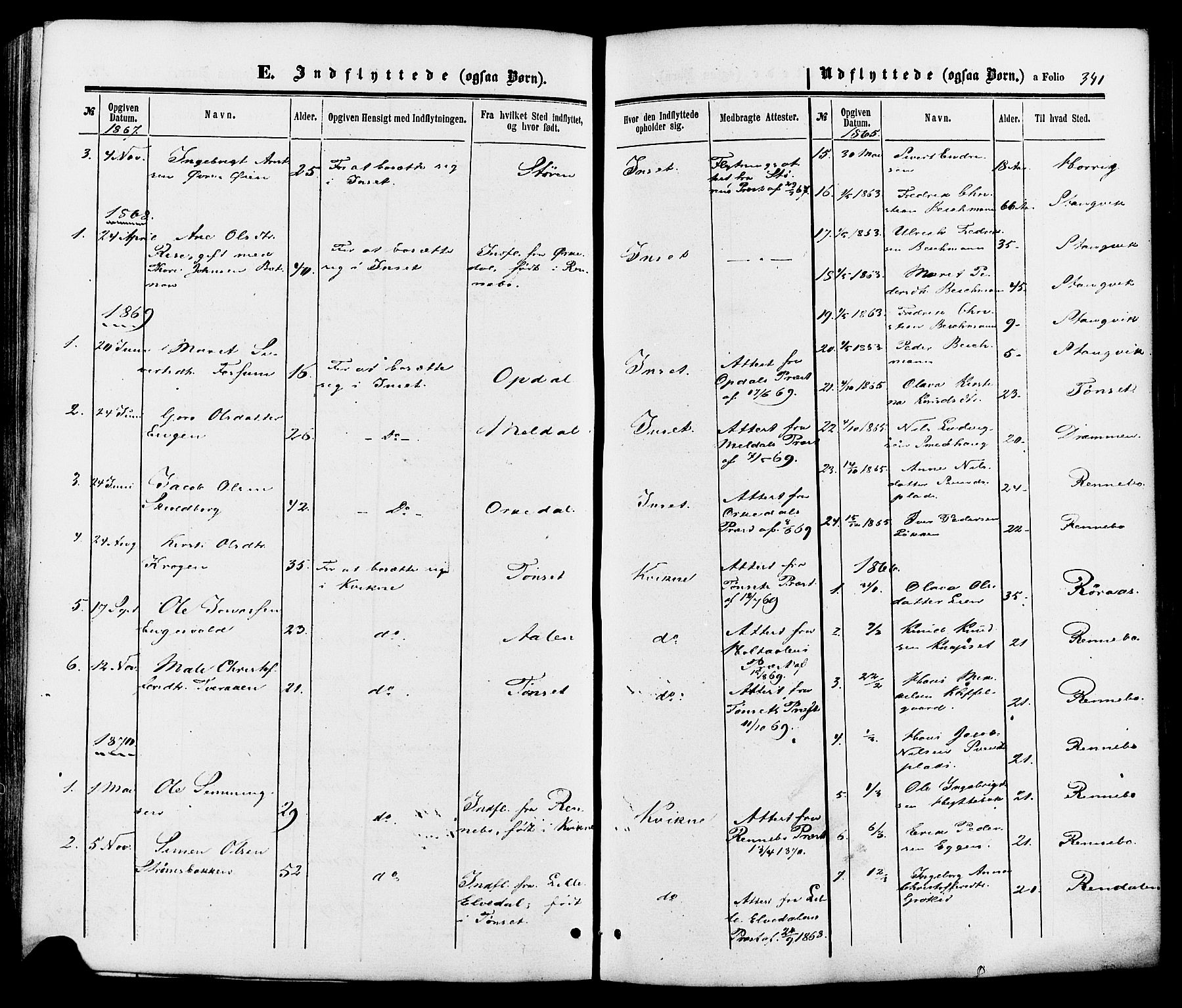 Kvikne prestekontor, SAH/PREST-064/H/Ha/Haa/L0006: Parish register (official) no. 6, 1863-1886, p. 341