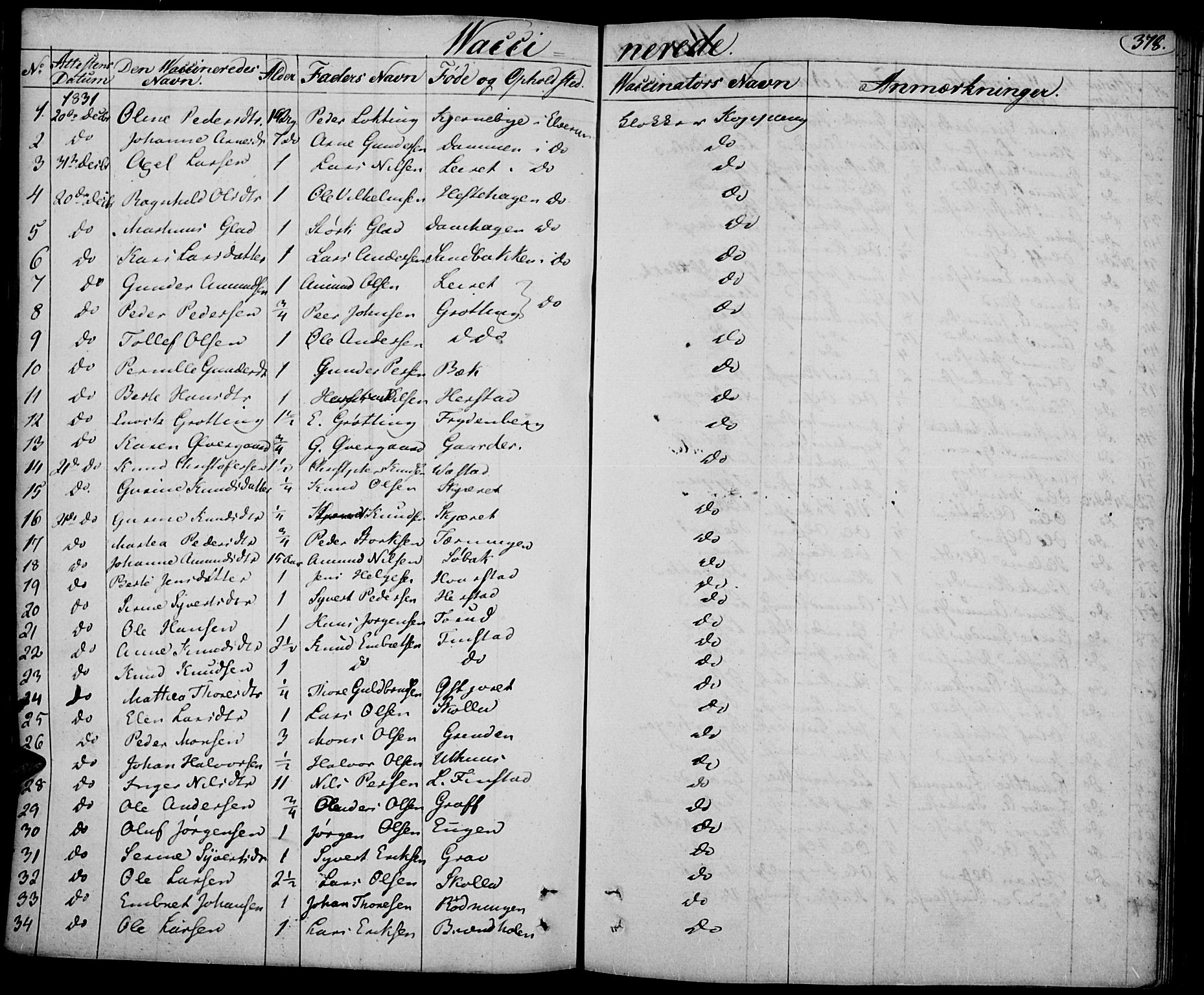 Elverum prestekontor, AV/SAH-PREST-044/H/Ha/Haa/L0008: Parish register (official) no. 8, 1830-1842, p. 378