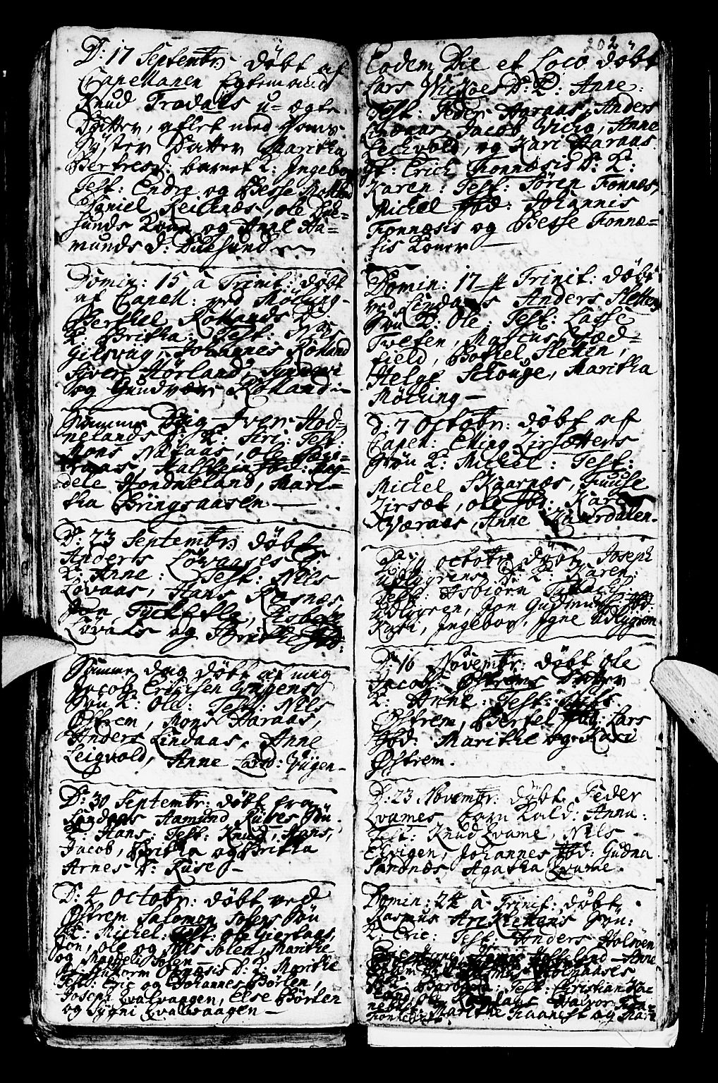 Lindås Sokneprestembete, AV/SAB-A-76701/H/Haa/Haaa/L0001: Parish register (official) no. A 1, 1699-1746, p. 202