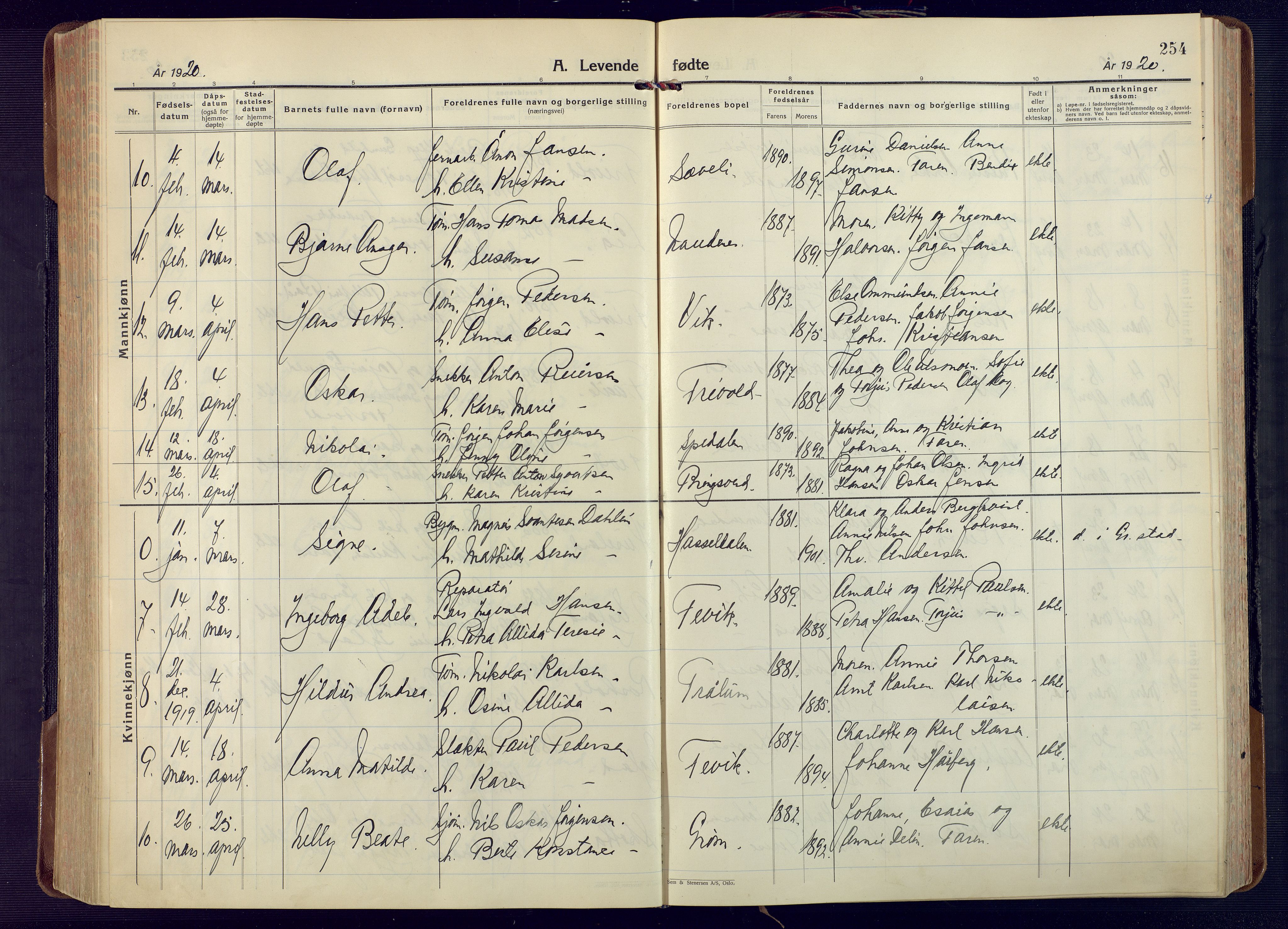 Fjære sokneprestkontor, AV/SAK-1111-0011/F/Fa/L0004: Parish register (official) no. A 4, 1902-1925, p. 254