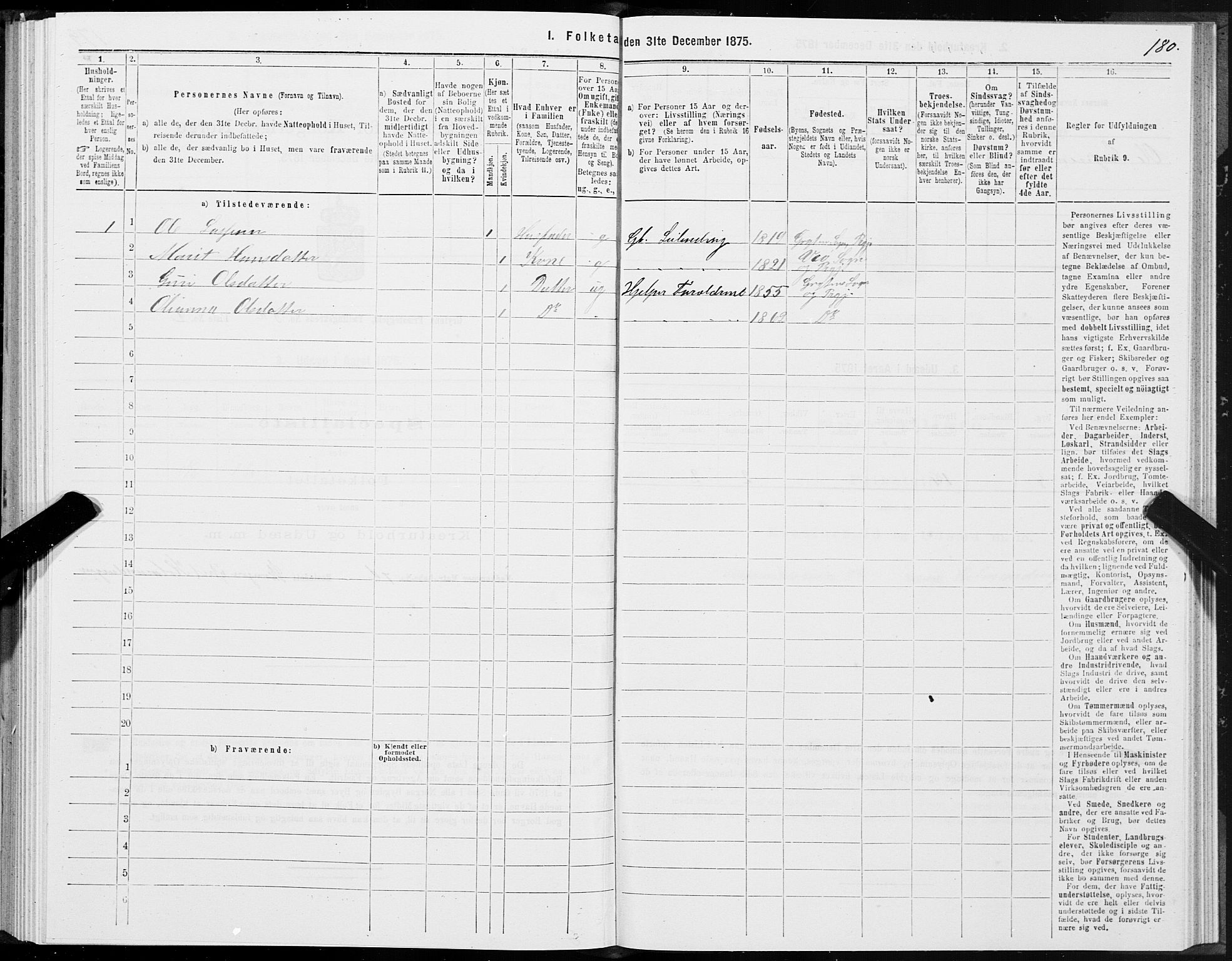 SAT, 1875 census for 1539P Grytten, 1875, p. 2180