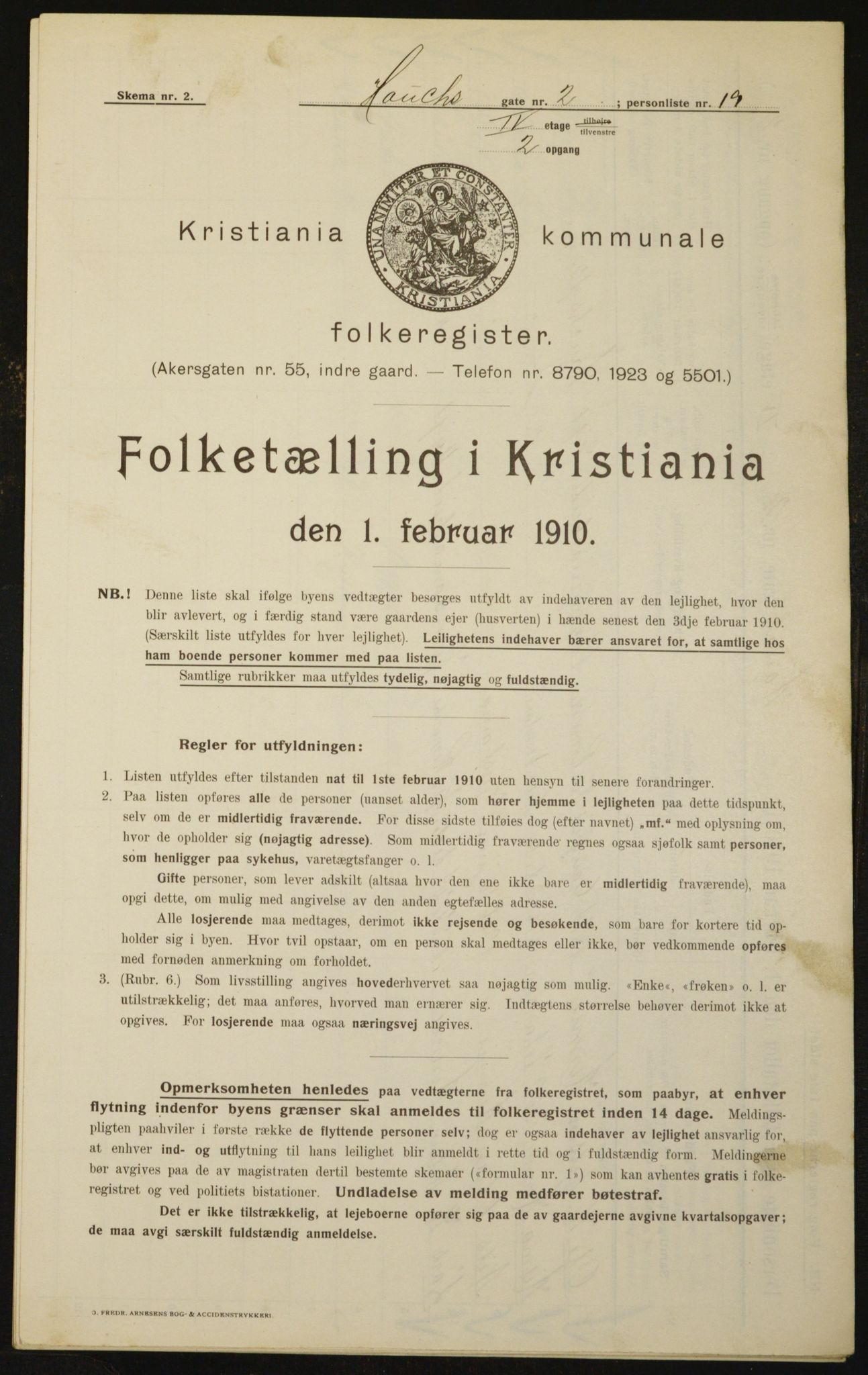 OBA, Municipal Census 1910 for Kristiania, 1910, p. 33244