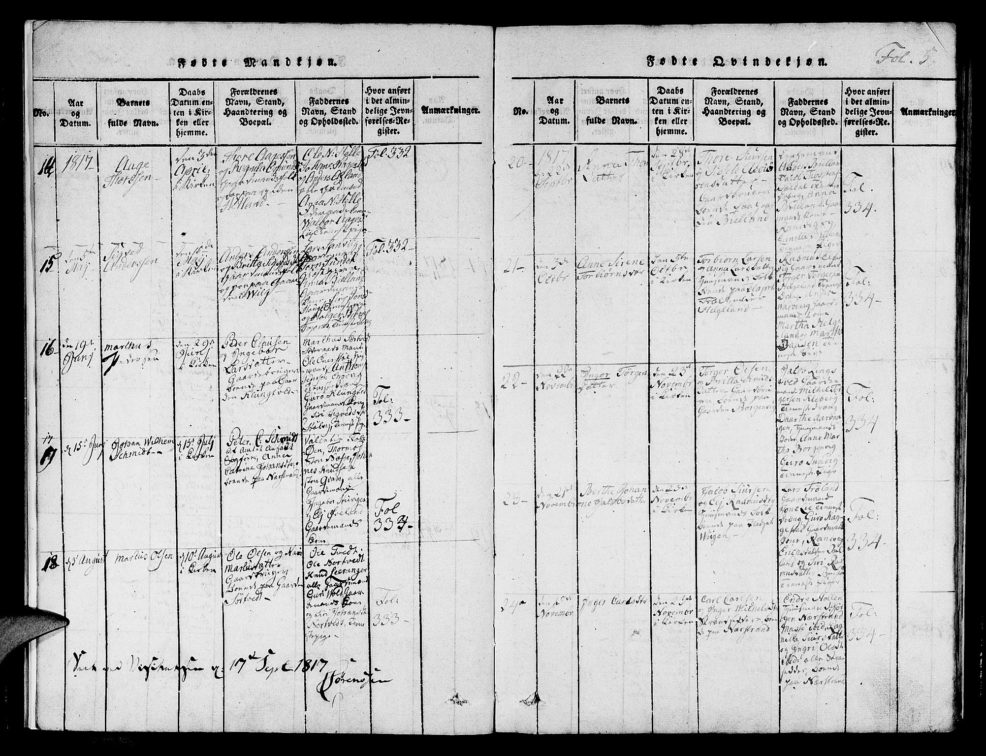 Nedstrand sokneprestkontor, AV/SAST-A-101841/01/IV: Parish register (official) no. A 6, 1816-1838, p. 5