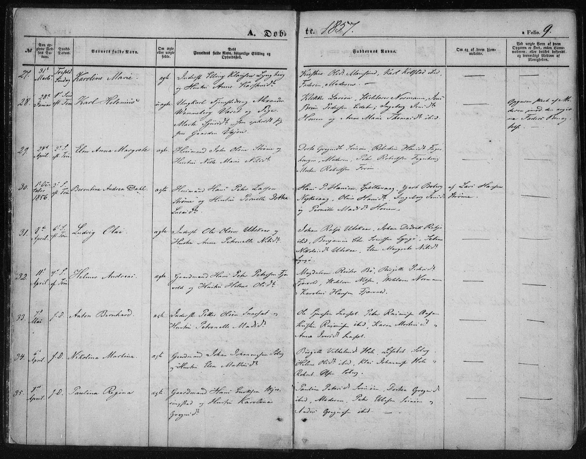 Ministerialprotokoller, klokkerbøker og fødselsregistre - Nordland, SAT/A-1459/891/L1300: Parish register (official) no. 891A05, 1856-1870, p. 9