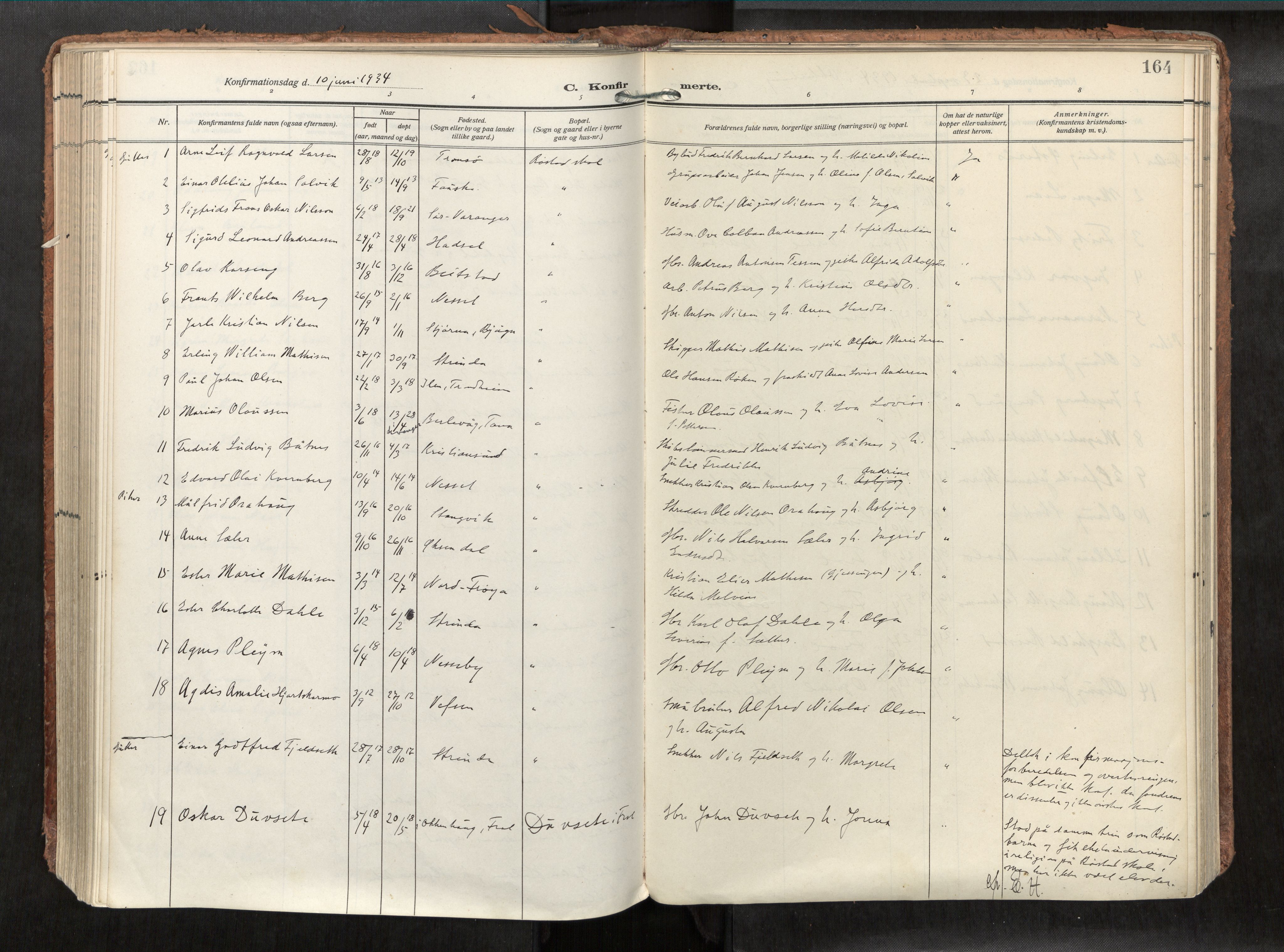 Levanger sokneprestkontor, SAT/A-1301/2/H/Haa/L0002: Parish register (official) no. 2, 1912-1935, p. 164