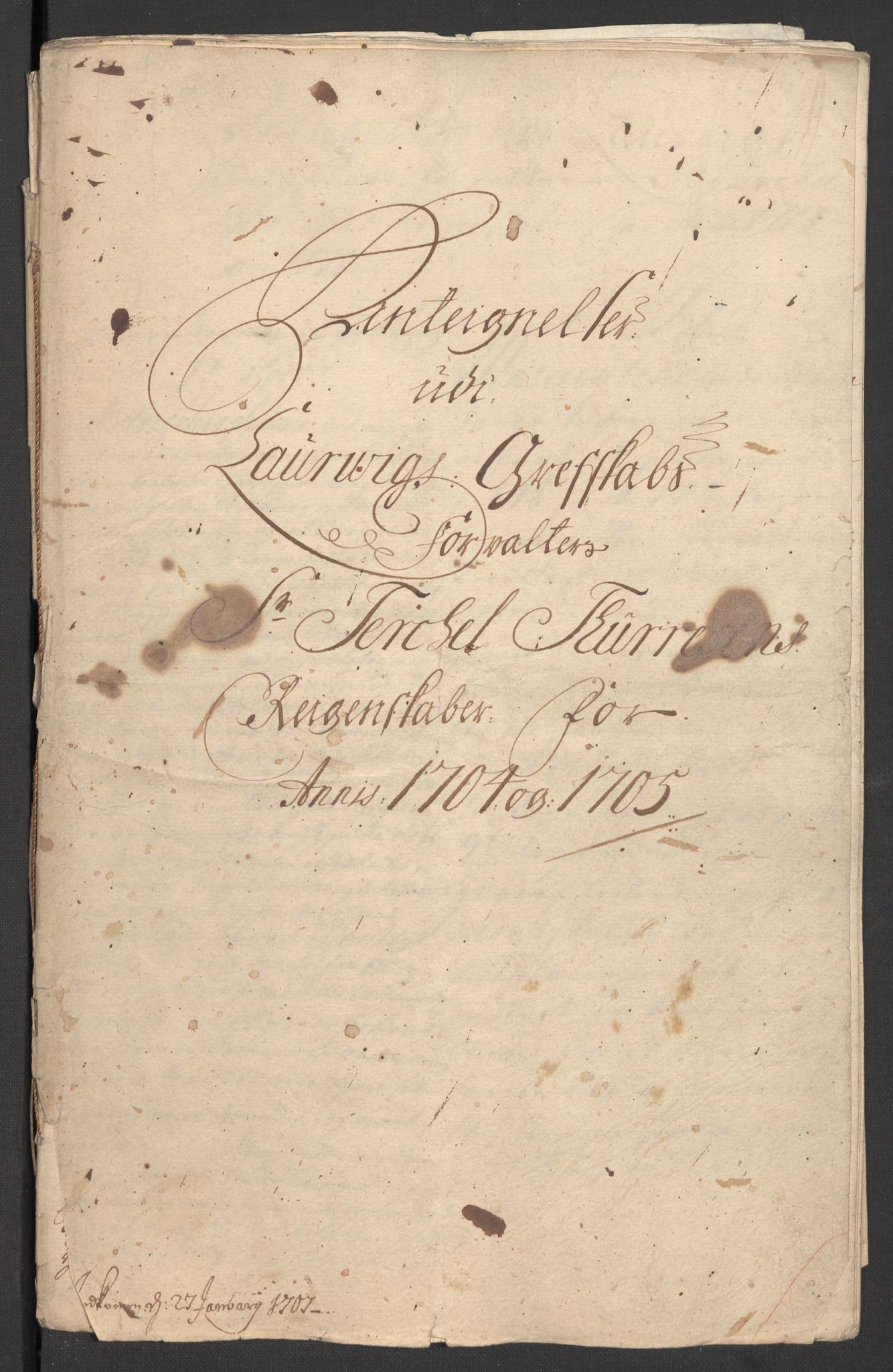 Rentekammeret inntil 1814, Reviderte regnskaper, Fogderegnskap, AV/RA-EA-4092/R33/L1978: Fogderegnskap Larvik grevskap, 1704-1705, p. 425