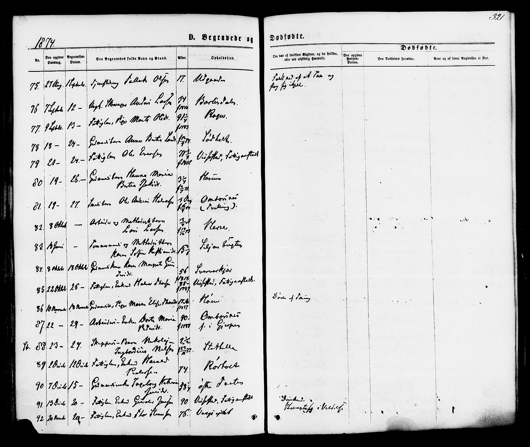 Bamble kirkebøker, AV/SAKO-A-253/F/Fa/L0006: Parish register (official) no. I 6, 1869-1877, p. 321