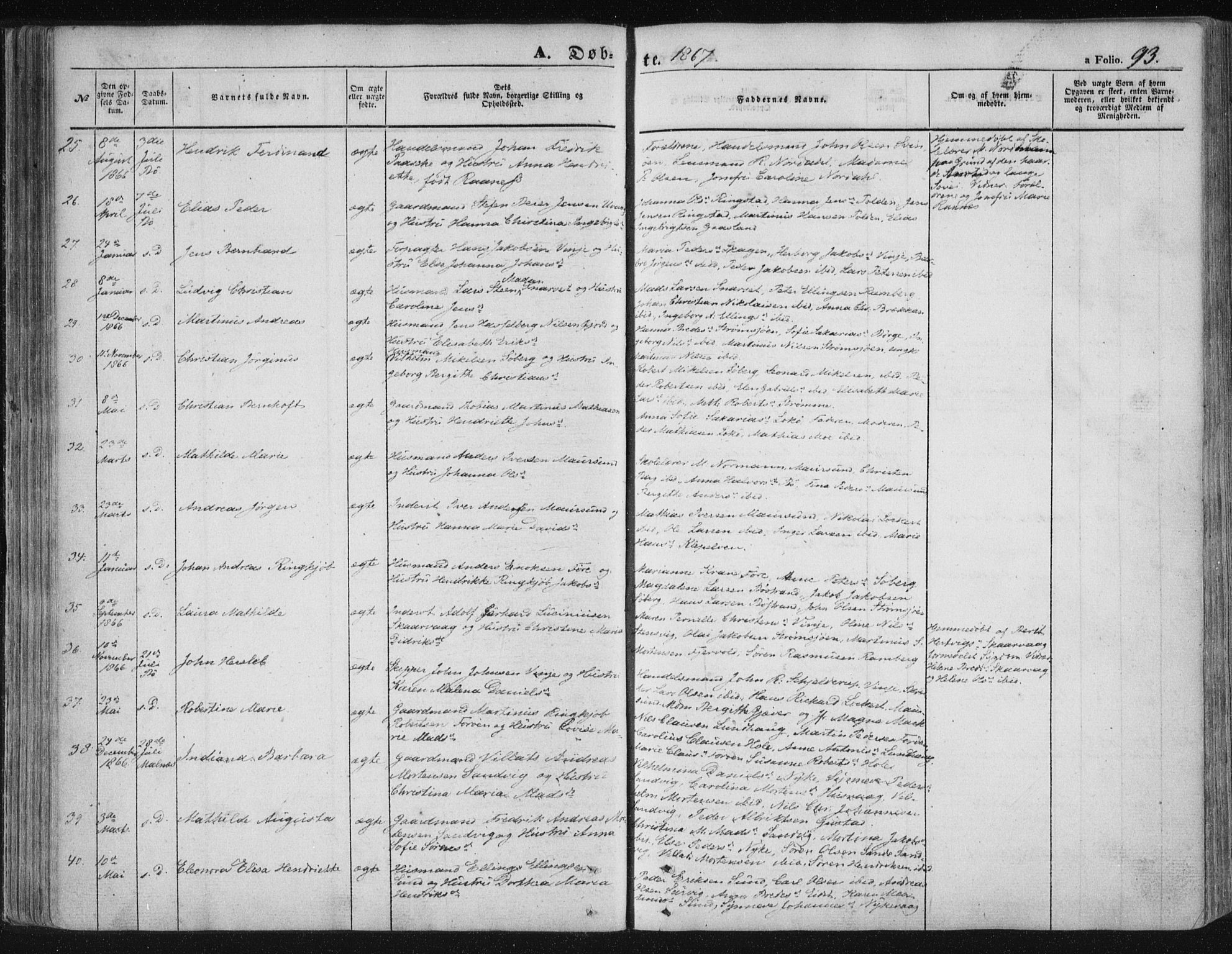 Ministerialprotokoller, klokkerbøker og fødselsregistre - Nordland, AV/SAT-A-1459/891/L1300: Parish register (official) no. 891A05, 1856-1870, p. 93