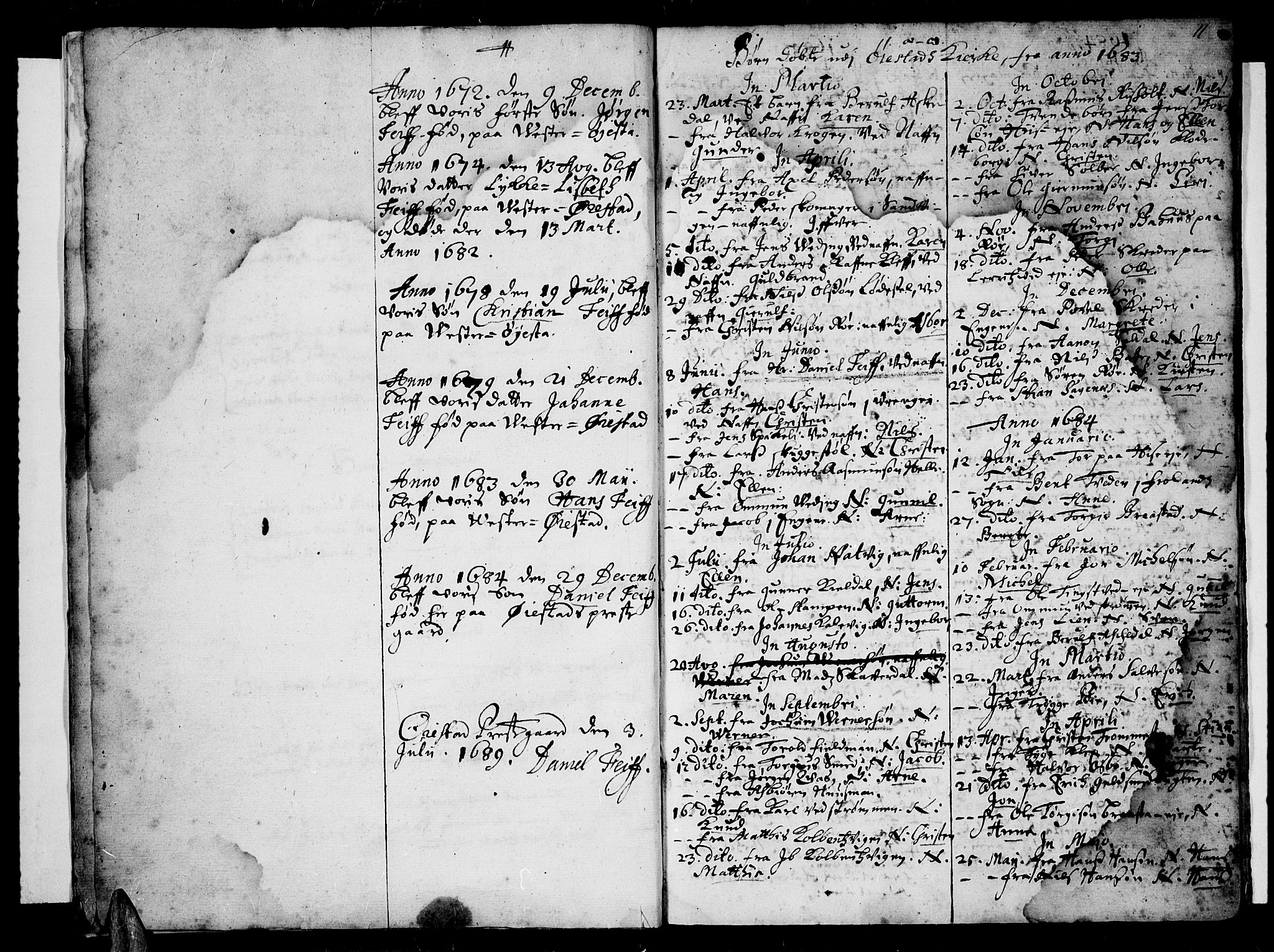 Øyestad sokneprestkontor, SAK/1111-0049/F/Fa/L0001: Parish register (official) no. A 1 /1, 1630-1691, p. 11