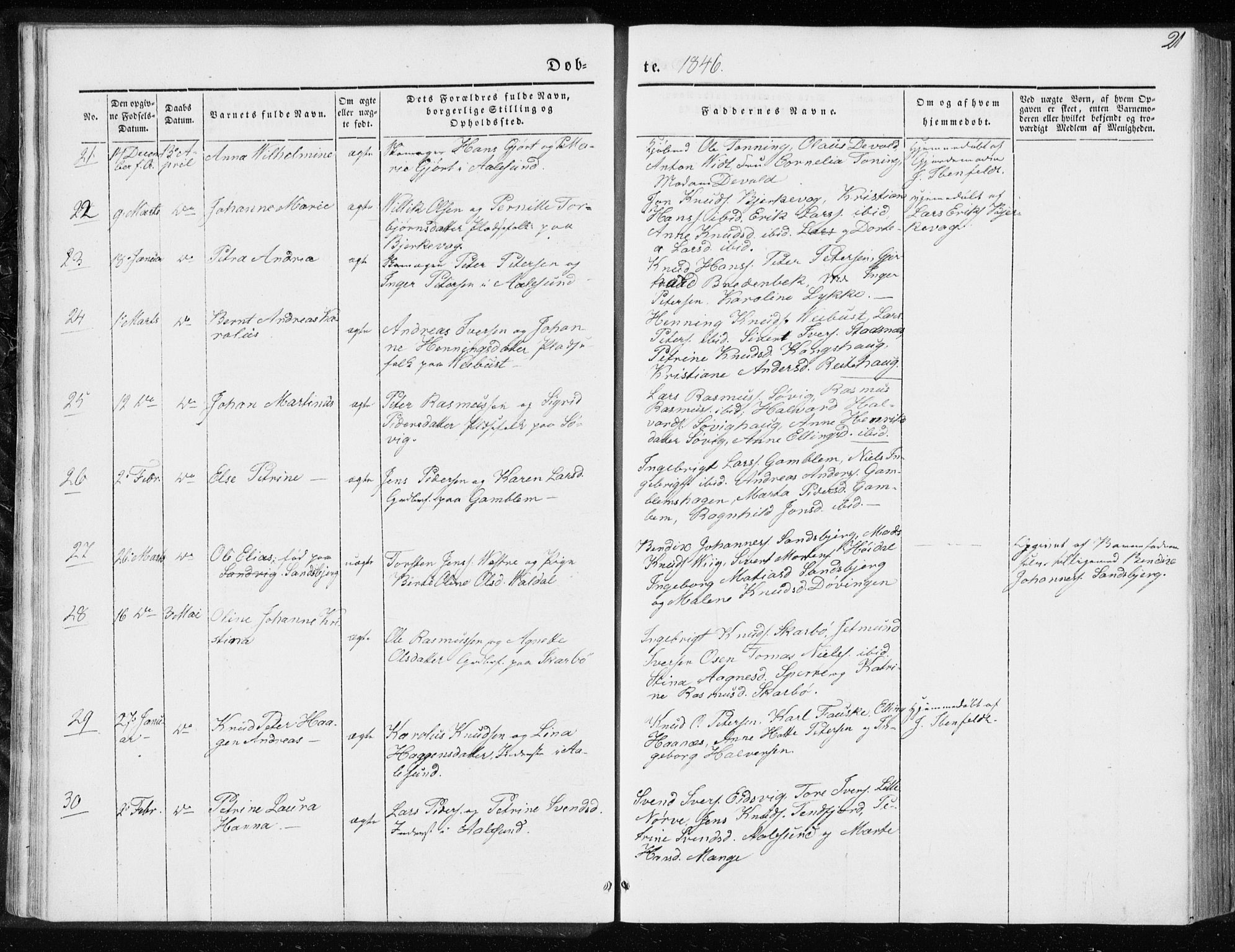 Ministerialprotokoller, klokkerbøker og fødselsregistre - Møre og Romsdal, AV/SAT-A-1454/528/L0415: Curate's parish register no. 528B03, 1843-1852, p. 21