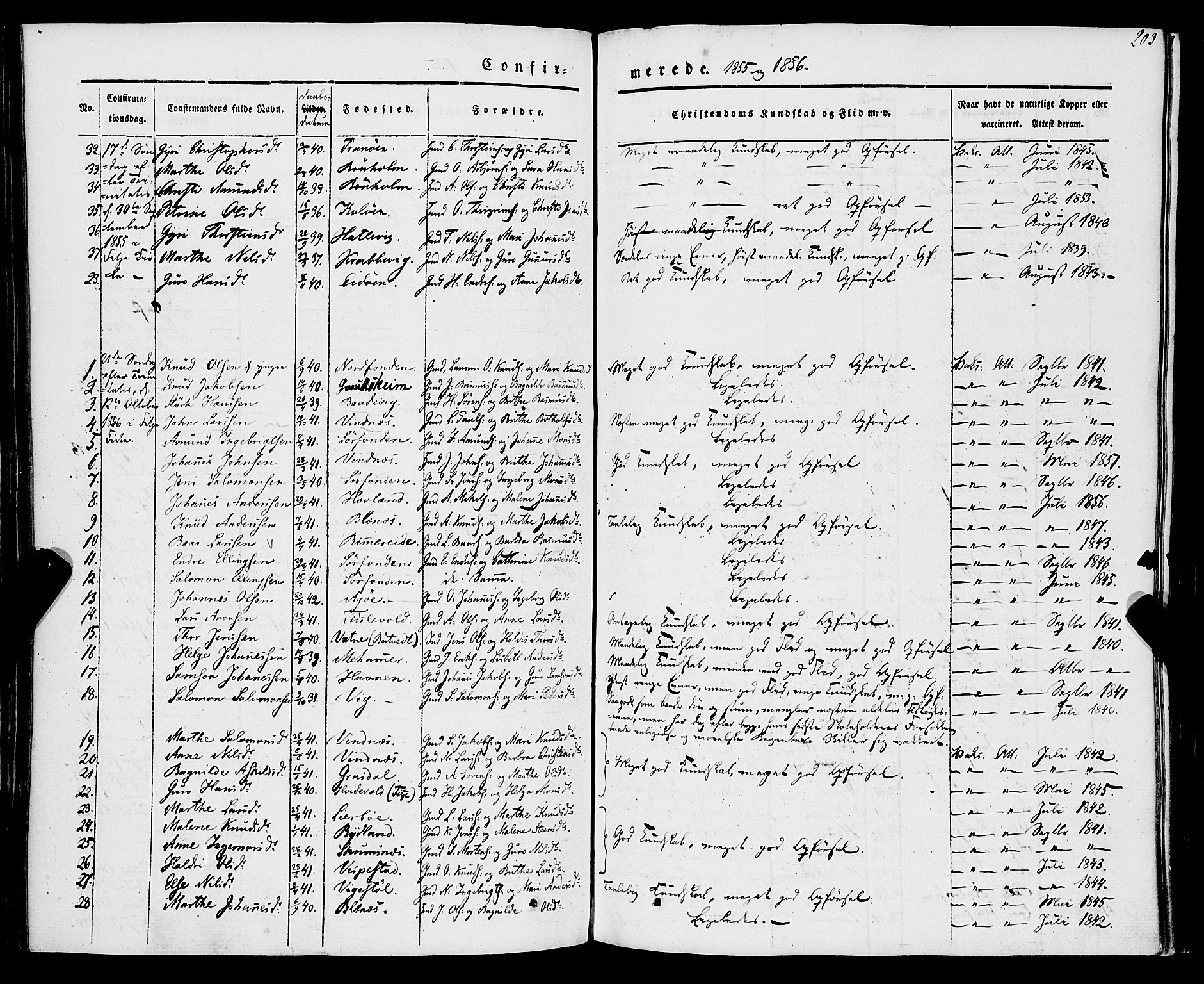 Stord sokneprestembete, AV/SAB-A-78201/H/Haa: Parish register (official) no. A 7, 1841-1861, p. 203