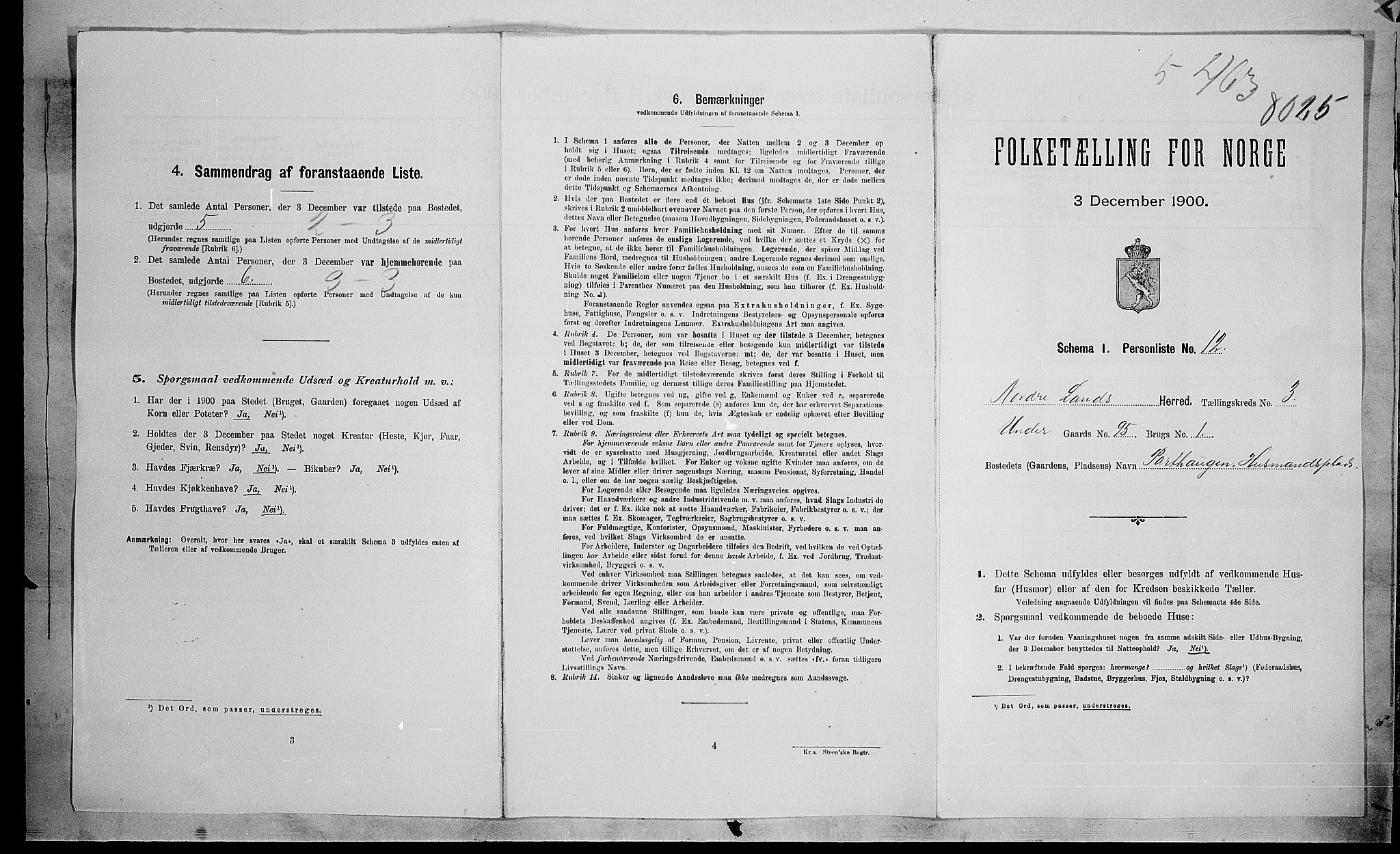 SAH, 1900 census for Nordre Land, 1900, p. 66