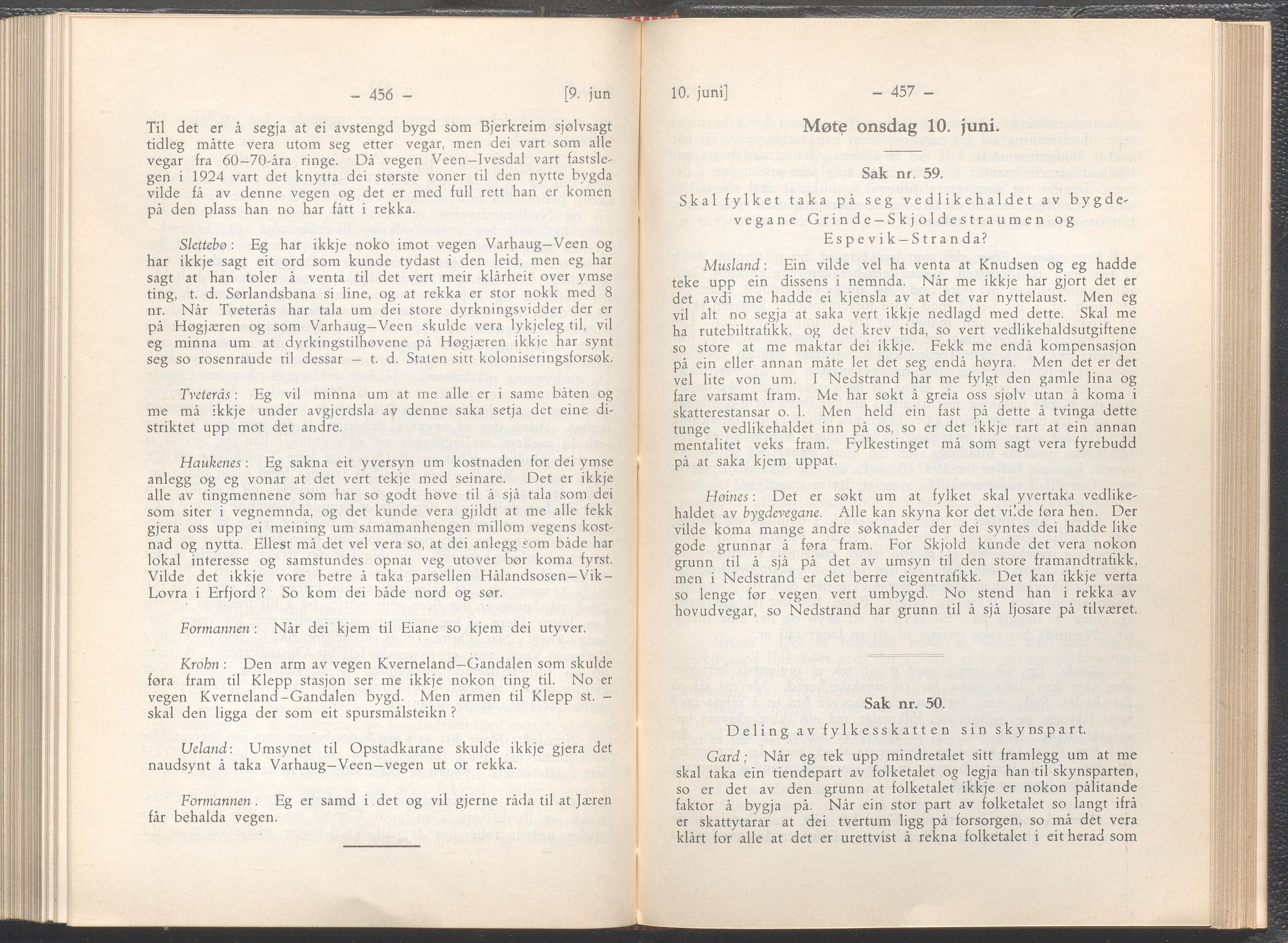 Rogaland fylkeskommune - Fylkesrådmannen , IKAR/A-900/A/Aa/Aaa/L0055: Møtebok , 1936, p. 456-457