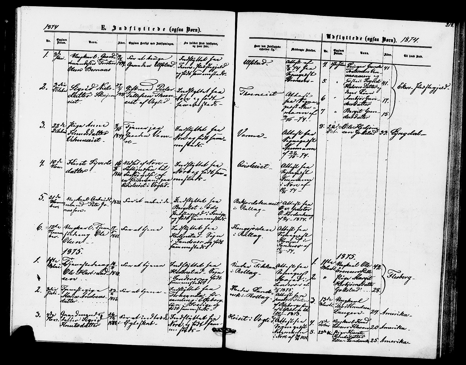 Rollag kirkebøker, SAKO/A-240/F/Fa/L0010: Parish register (official) no. I 10, 1874-1877, p. 218