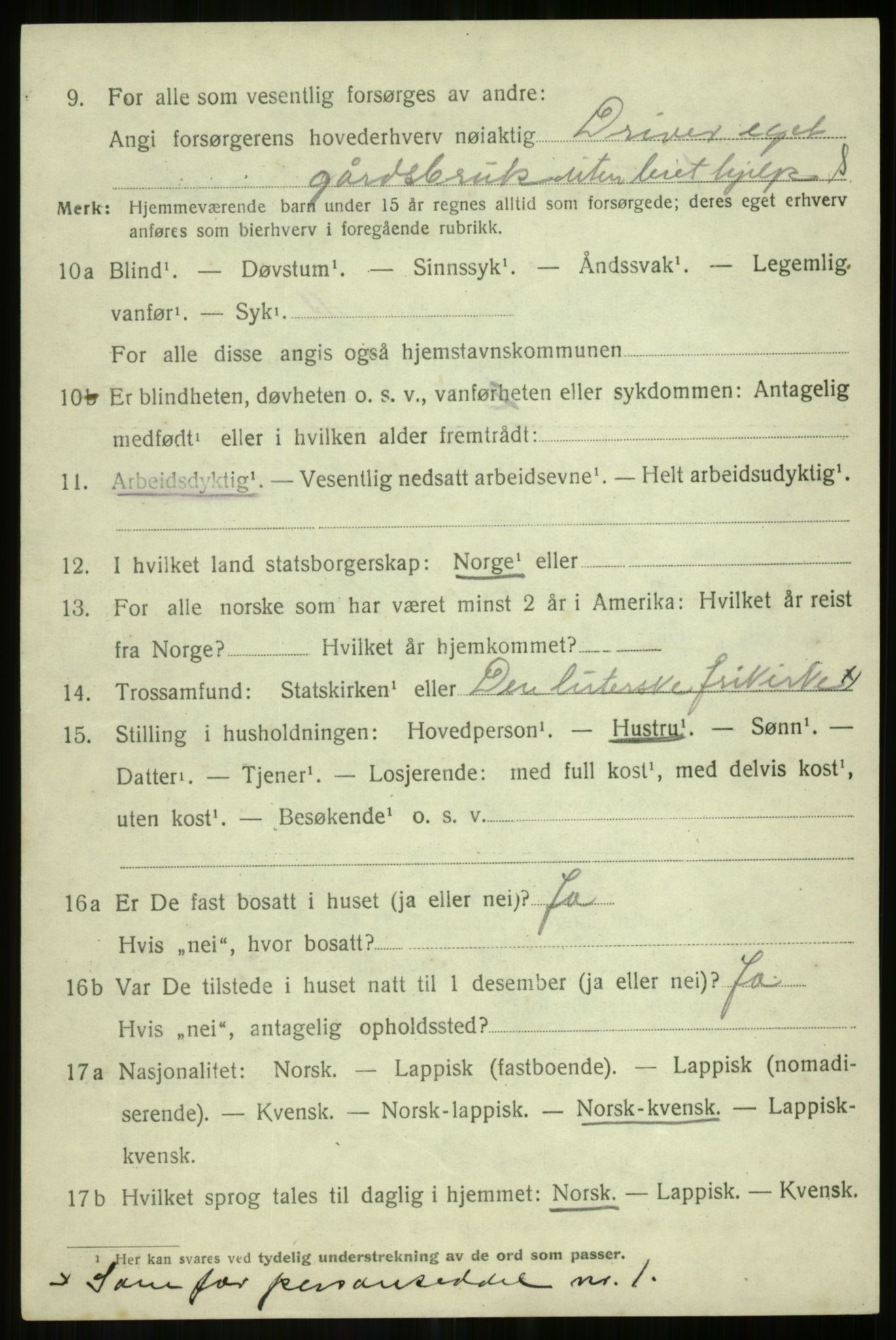 SATØ, 1920 census for Salangen, 1920, p. 4267