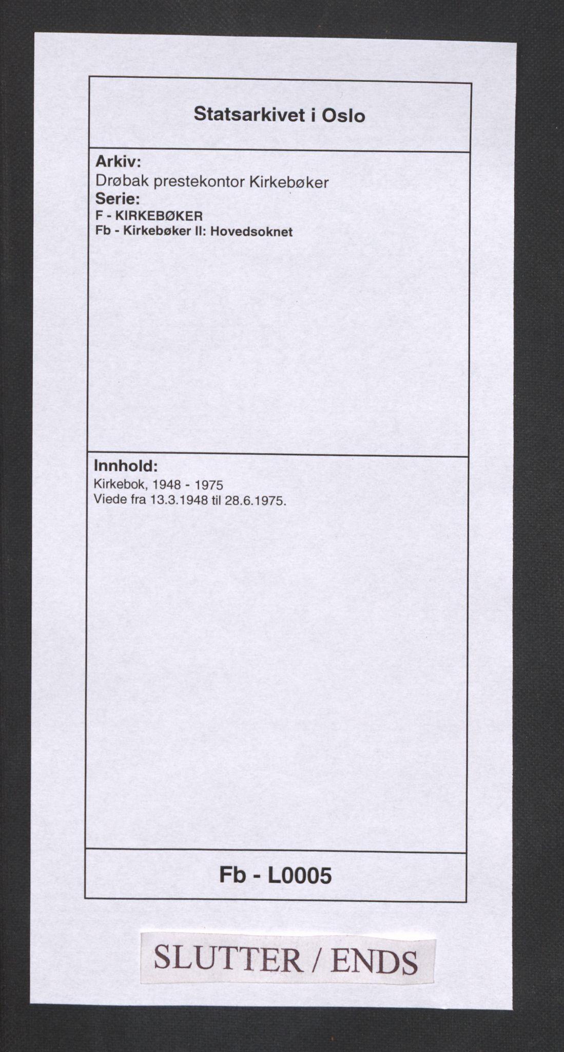 Drøbak prestekontor Kirkebøker, SAO/A-10142a/F/Fb/L0005: Parish register (official) no. II 5, 1948-1975
