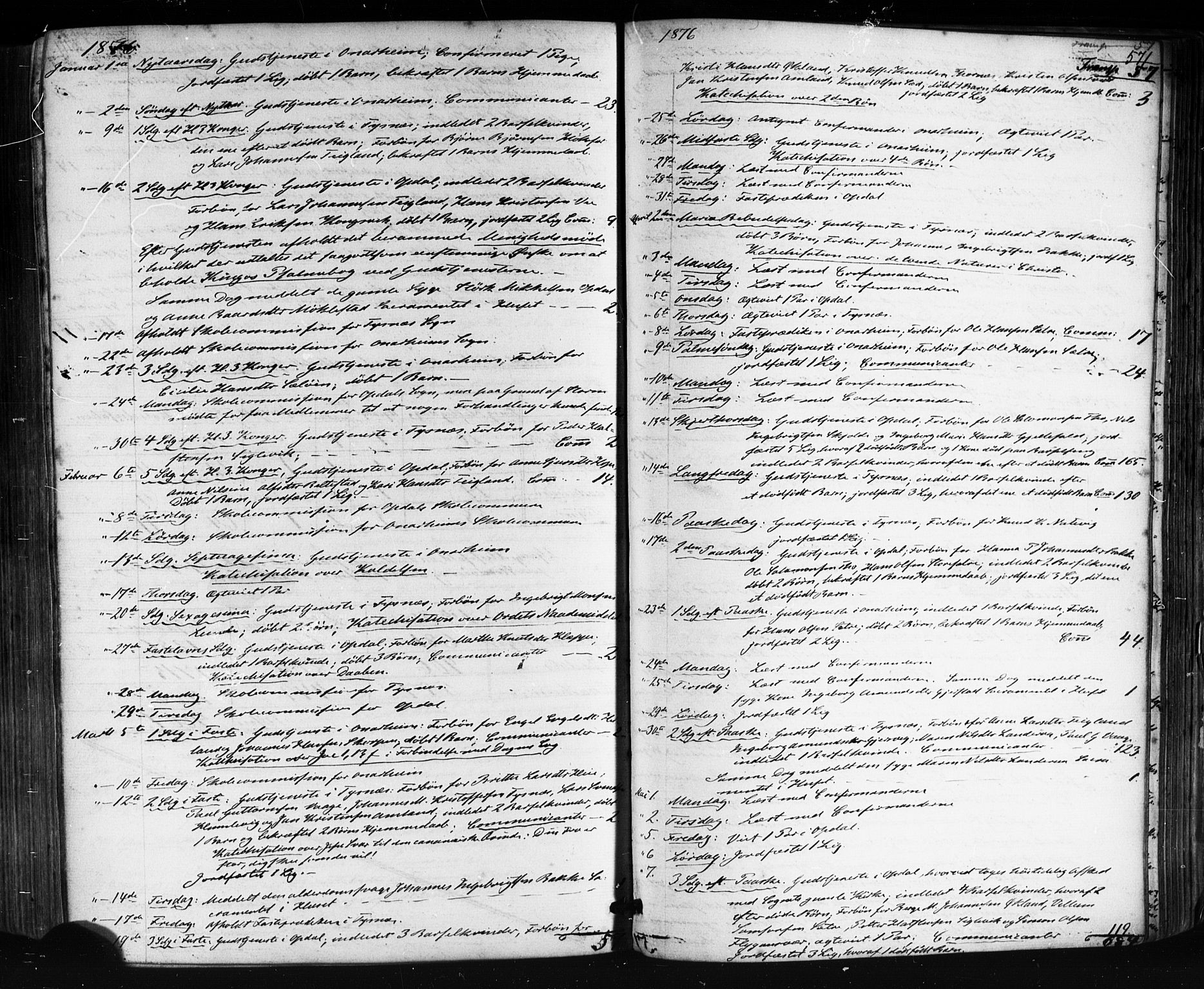 Tysnes sokneprestembete, AV/SAB-A-78601/H/Haa: Parish register (official) no. A 12, 1872-1886, p. 571