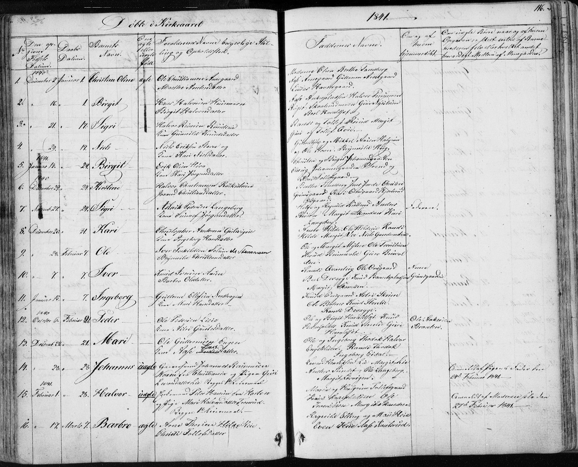 Nes kirkebøker, SAKO/A-236/F/Fa/L0009: Parish register (official) no. 9, 1834-1863, p. 116