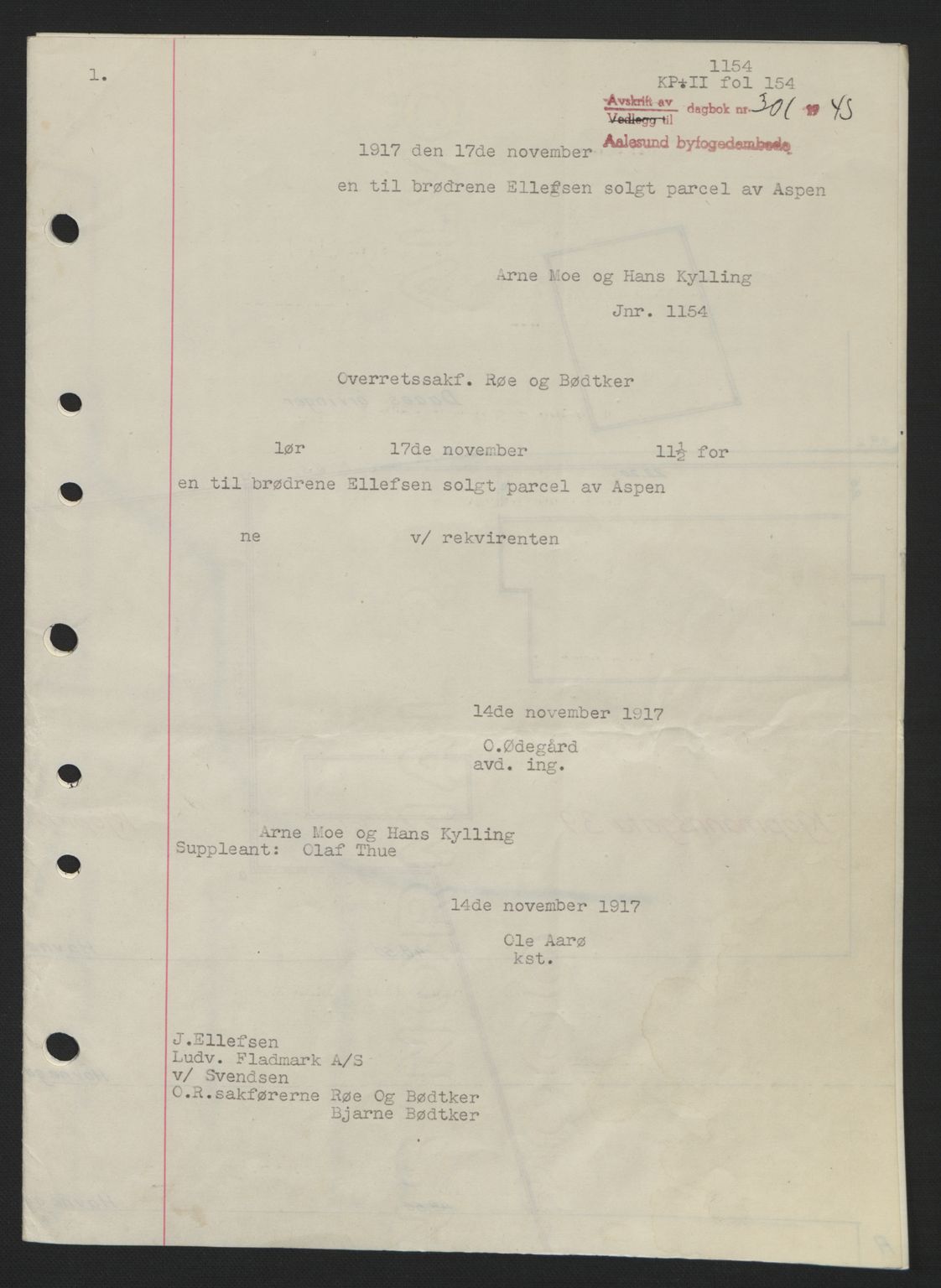 Ålesund byfogd, AV/SAT-A-4384: Mortgage book no. 36a, 1944-1945, Diary no: : 301/1945