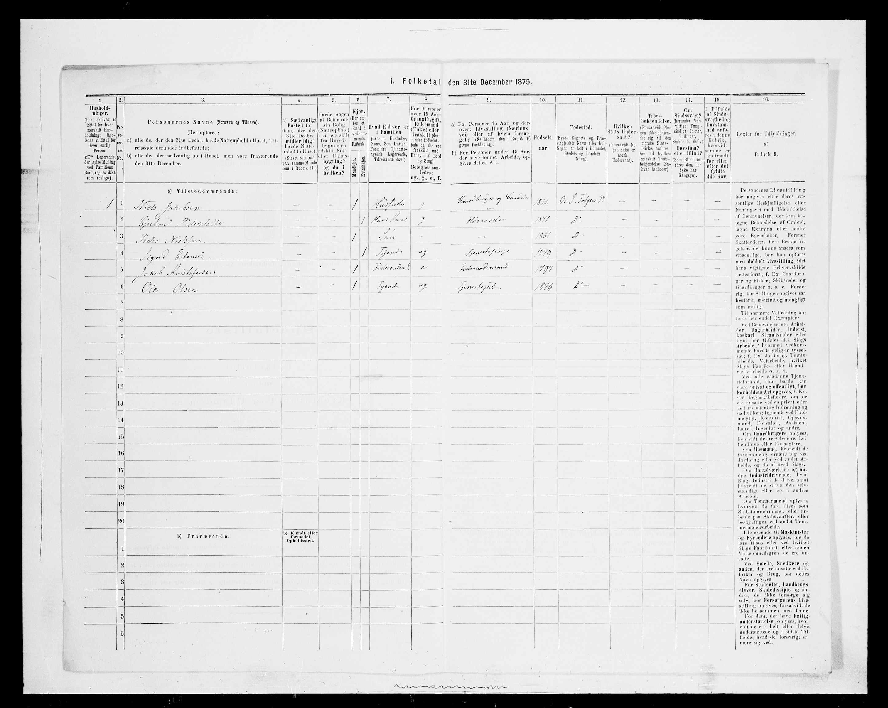 SAH, 1875 census for 0436P Tolga, 1875, p. 1005