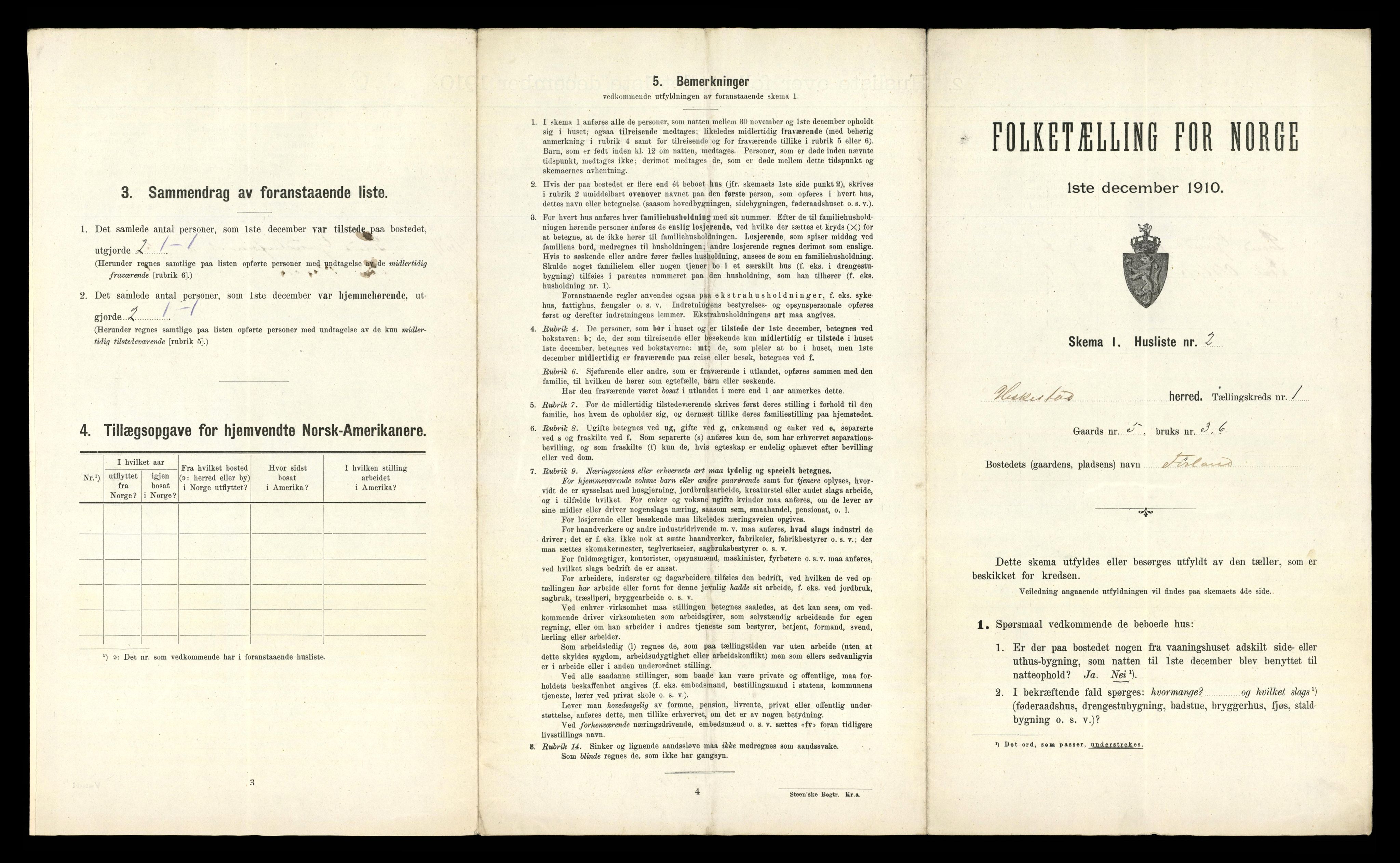 RA, 1910 census for Heskestad, 1910, p. 20