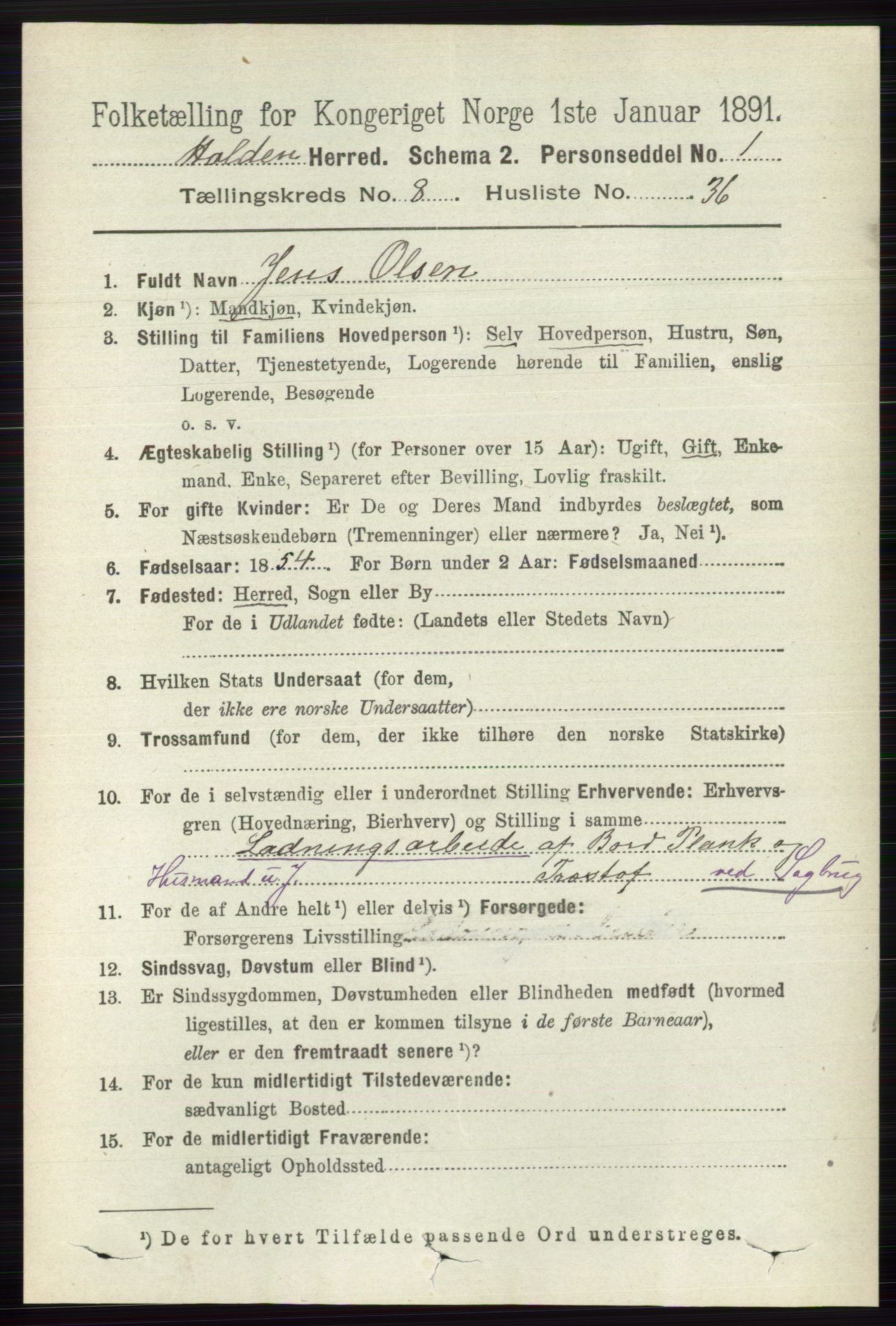 RA, 1891 census for 0819 Holla, 1891, p. 3907