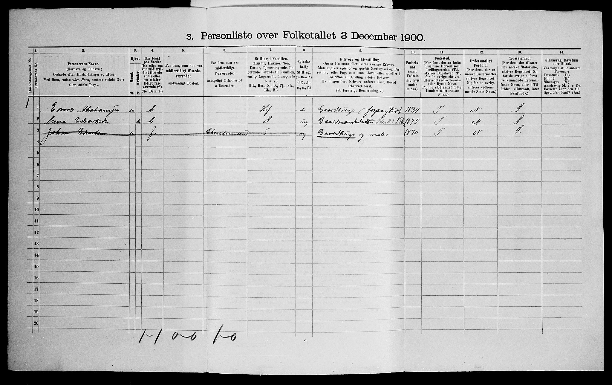 SAK, 1900 census for Herad, 1900, p. 375