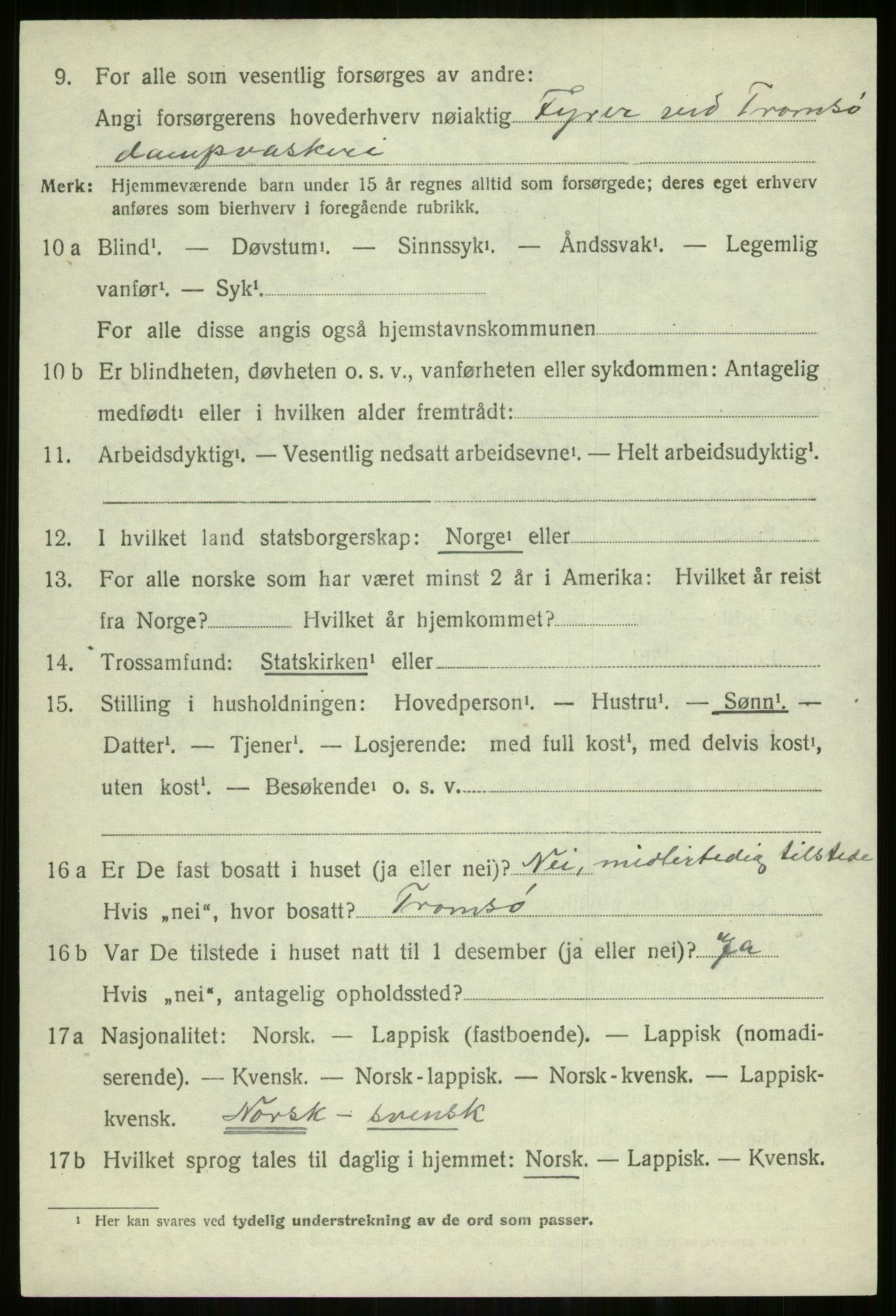 SATØ, 1920 census for Dyrøy, 1920, p. 1626