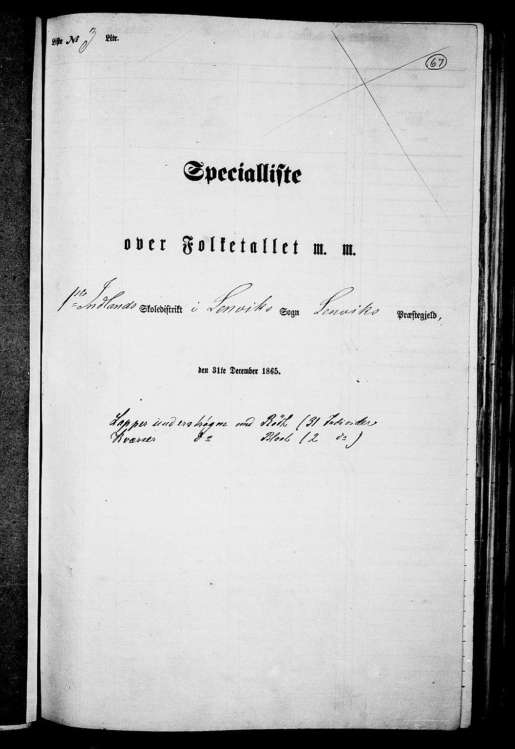 RA, 1865 census for Lenvik, 1865, p. 60