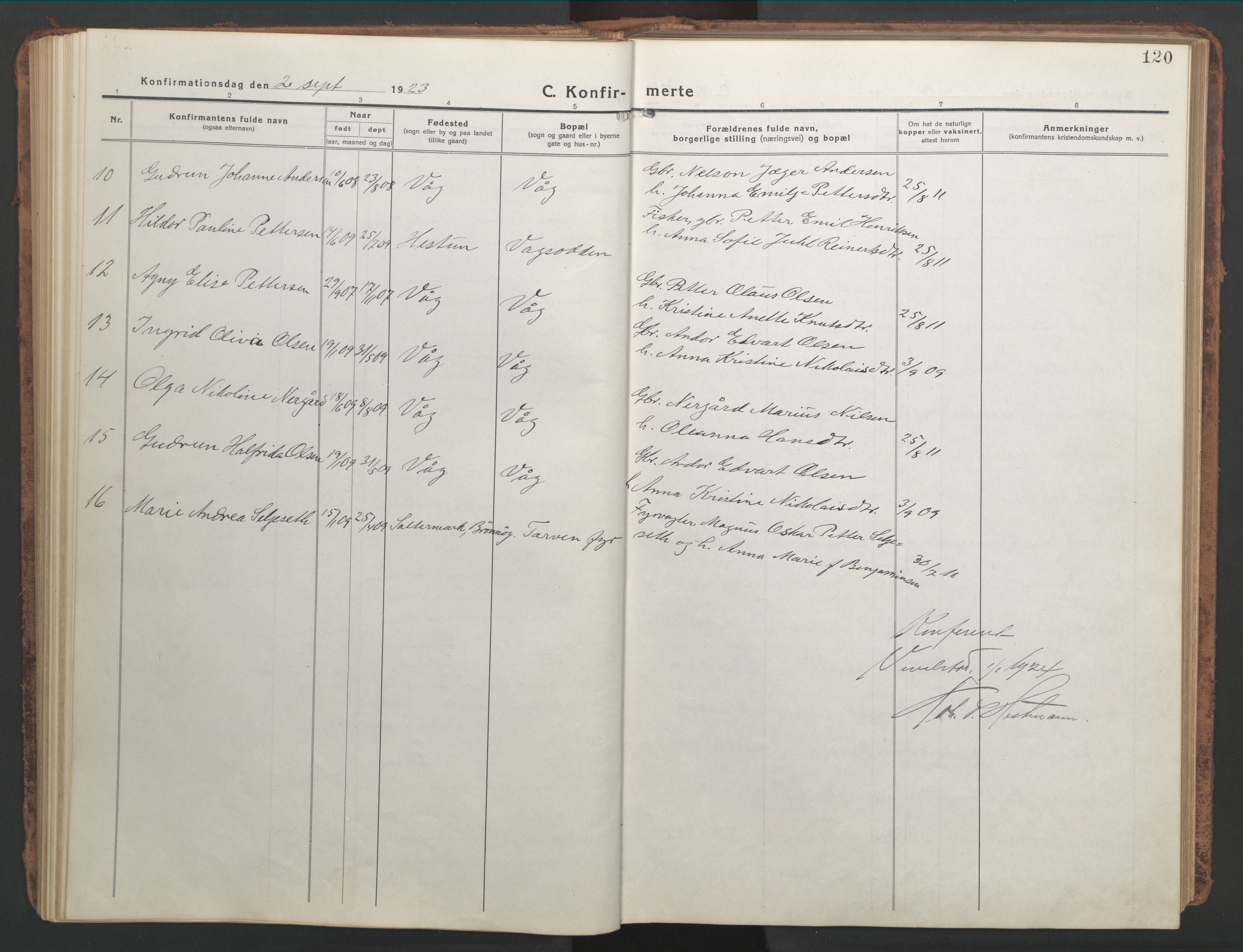 Ministerialprotokoller, klokkerbøker og fødselsregistre - Nordland, AV/SAT-A-1459/819/L0278: Parish register (copy) no. 819C04, 1917-1967, p. 120