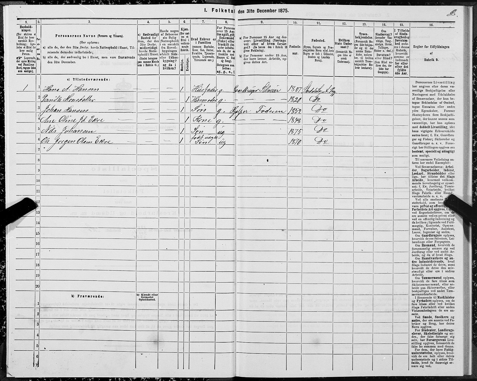 SAT, 1875 census for 1525P Stranda, 1875, p. 3002