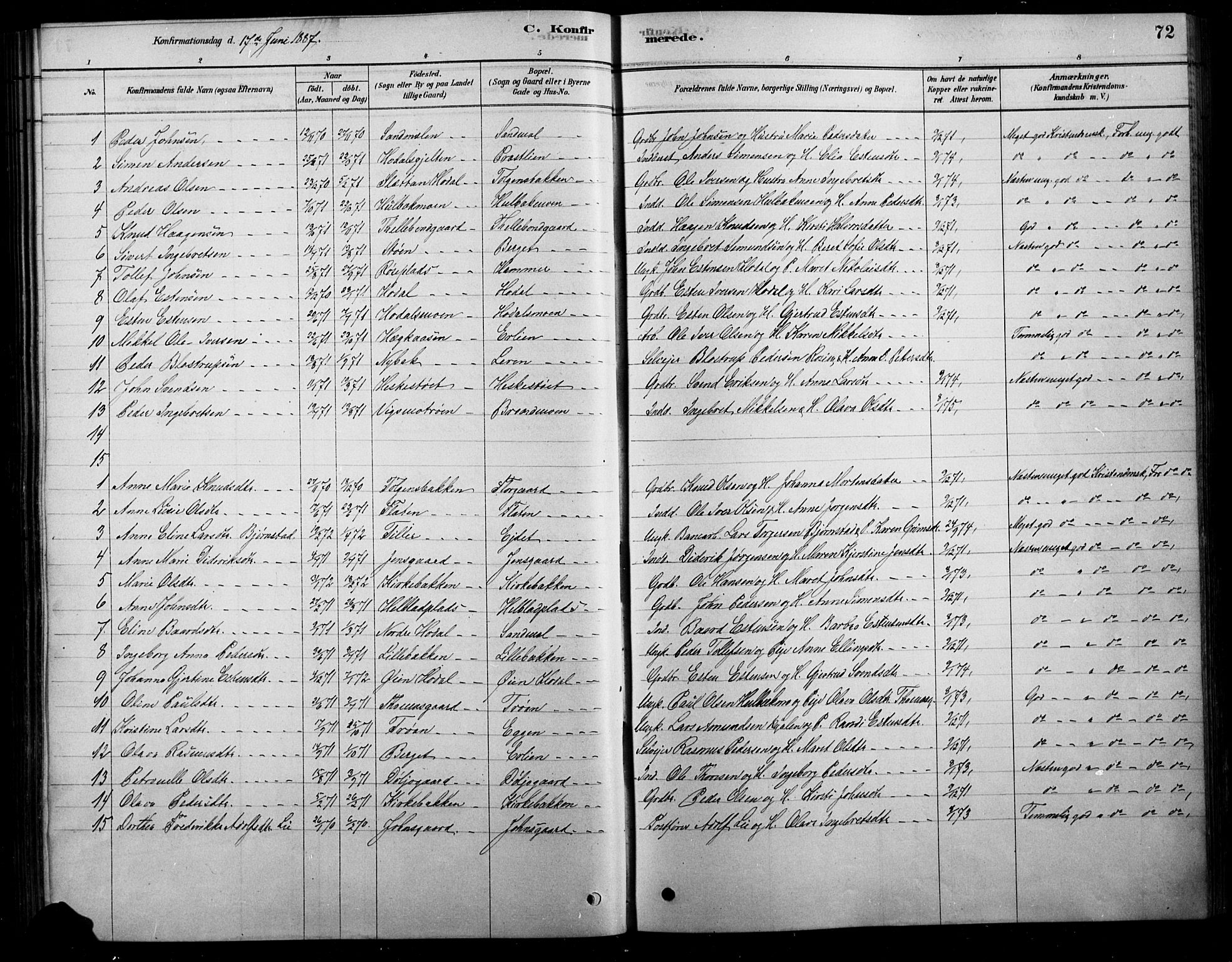 Tolga prestekontor, AV/SAH-PREST-062/L/L0007: Parish register (copy) no. 7, 1878-1919, p. 72