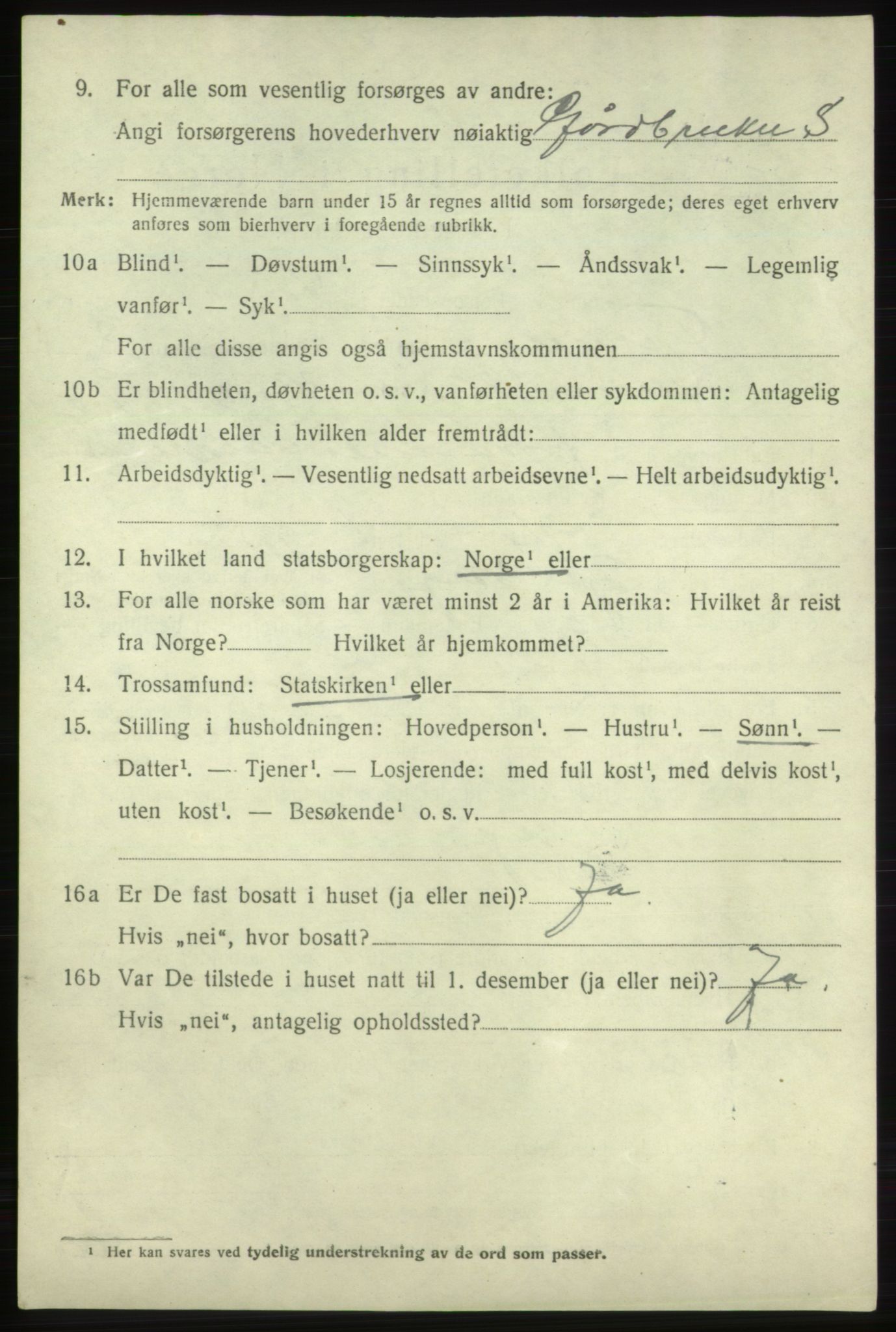 SAB, 1920 census for Fjelberg, 1920, p. 3500