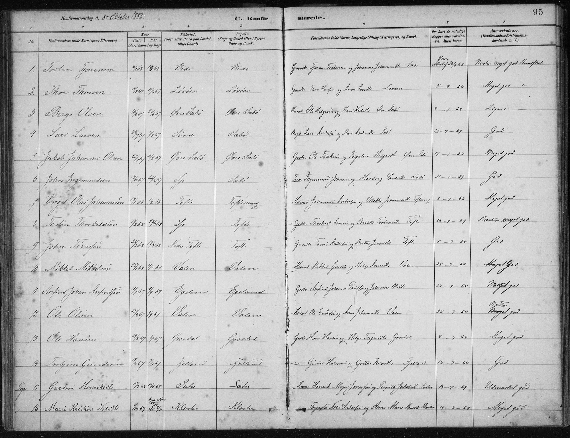 Fjelberg sokneprestembete, AV/SAB-A-75201/H/Haa: Parish register (official) no. C  1, 1879-1918, p. 95