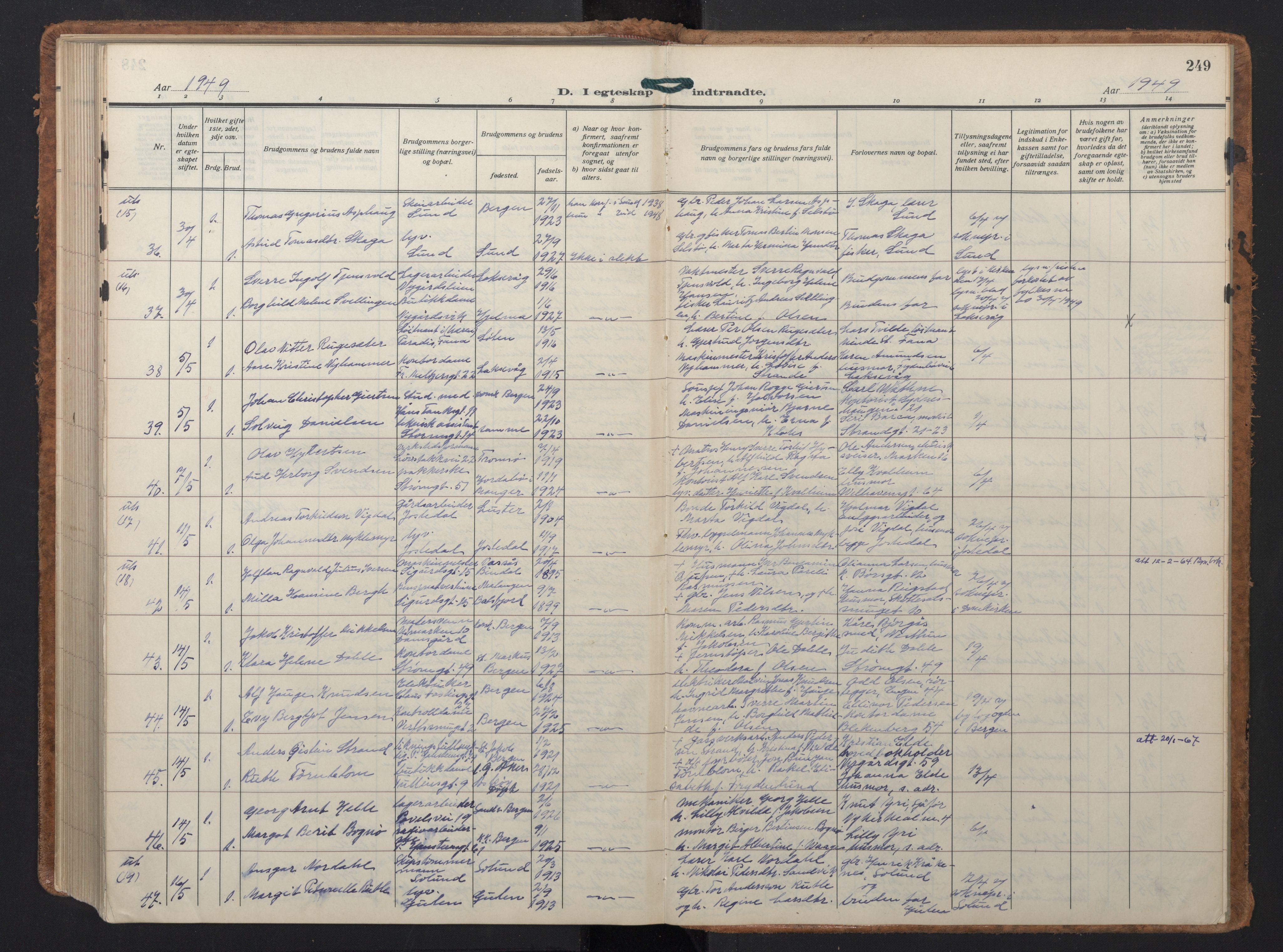 Johanneskirken sokneprestembete, SAB/A-76001/H/Hab: Parish register (copy) no. C 3, 1929-1949, p. 248b-249a