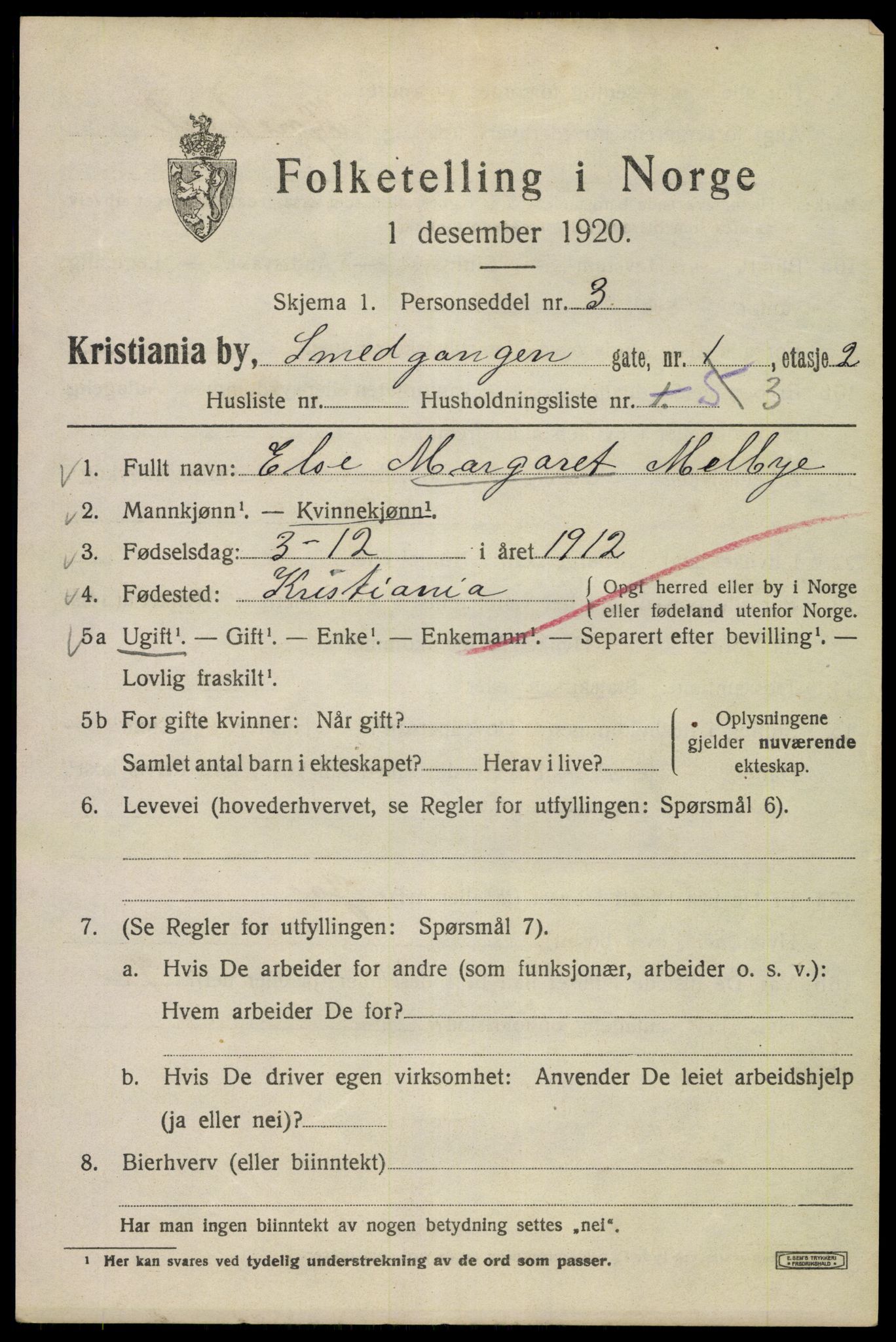 SAO, 1920 census for Kristiania, 1920, p. 519153