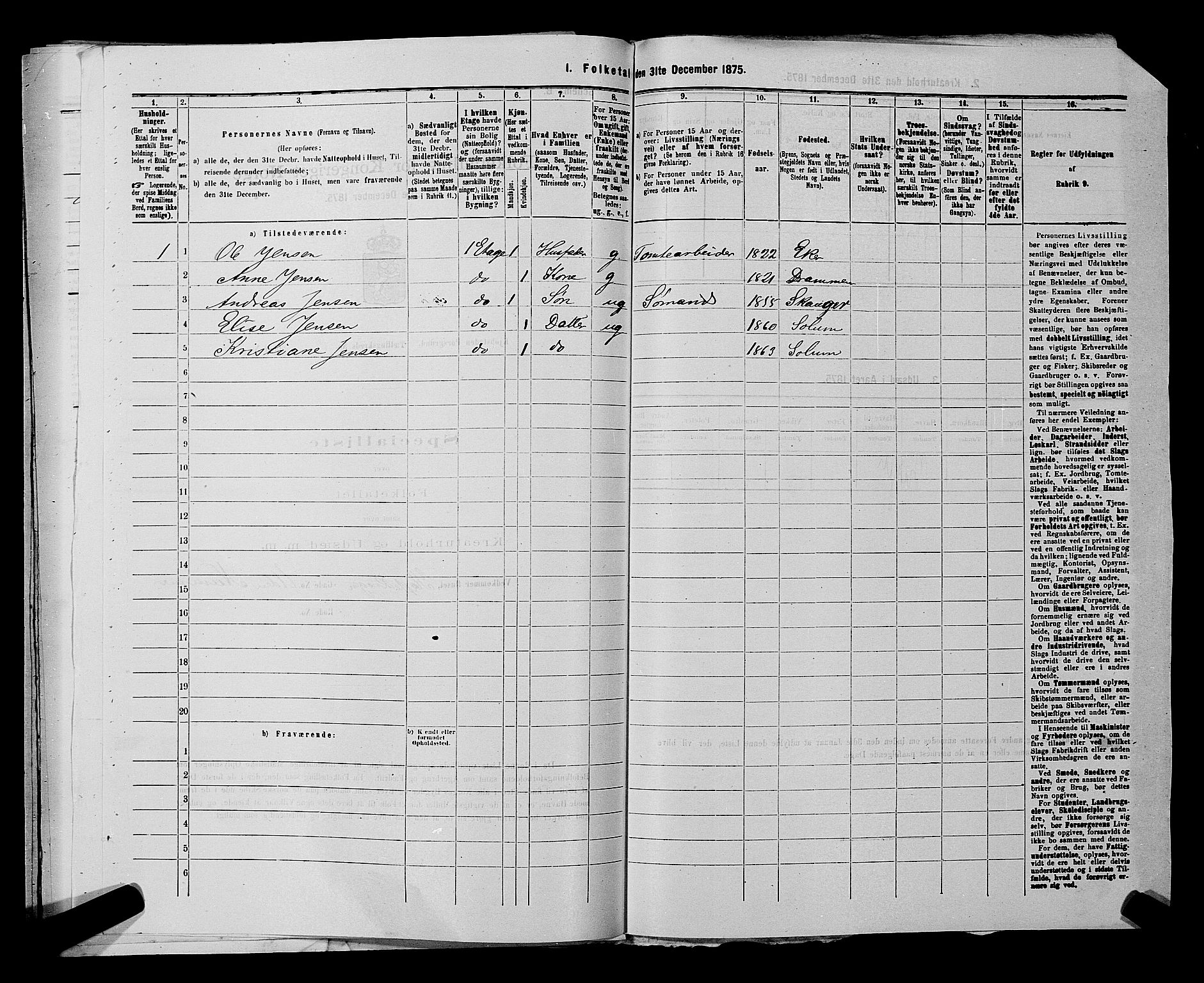 SAKO, 1875 census for 0805P Porsgrunn, 1875, p. 619