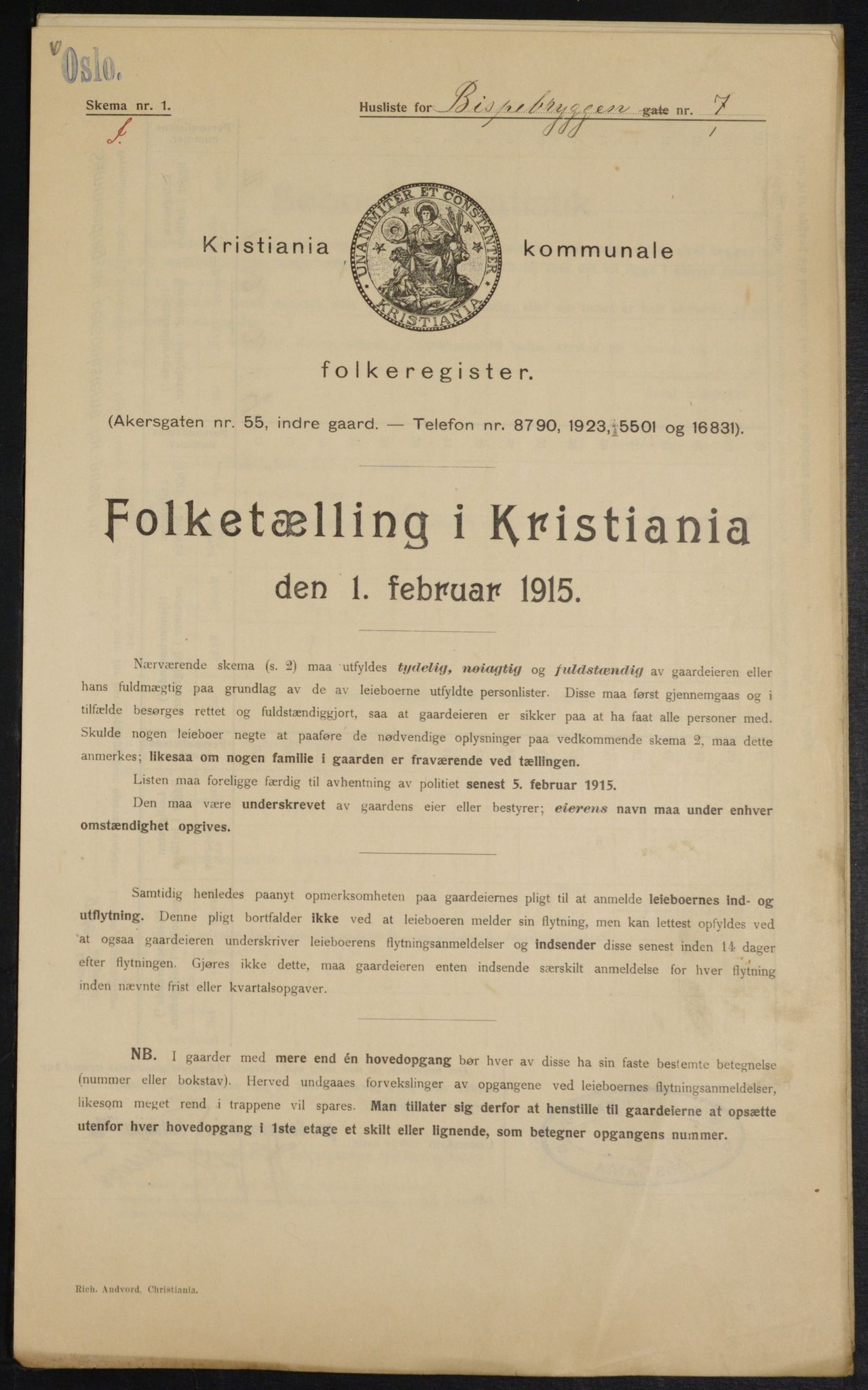 OBA, Municipal Census 1915 for Kristiania, 1915, p. 5366