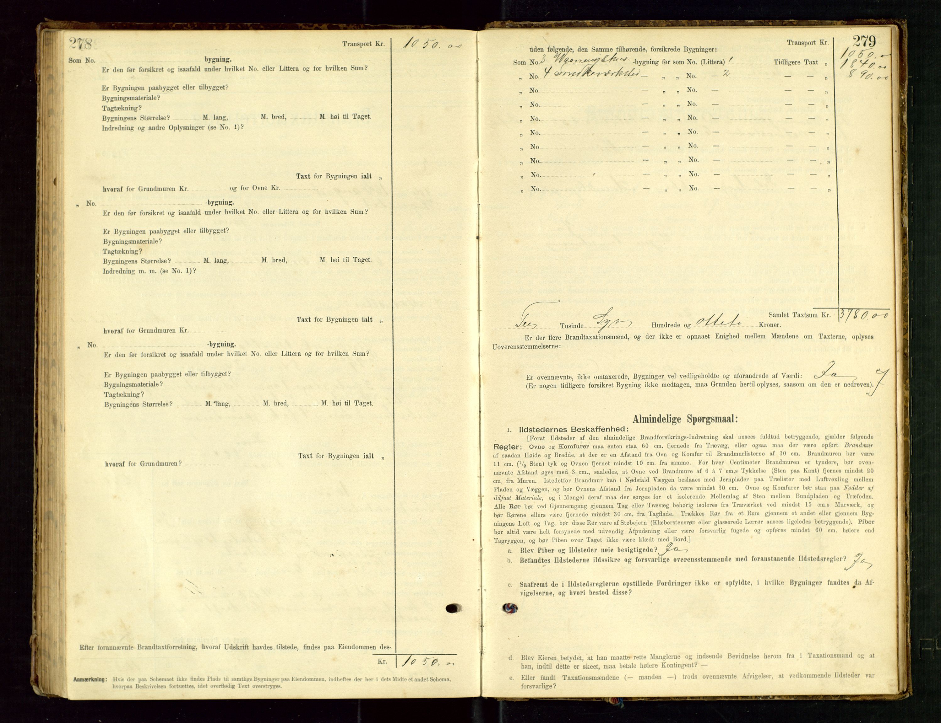 Hå lensmannskontor, SAST/A-100456/Goa/L0003: Takstprotokoll (skjema), 1895-1911, p. 278-279