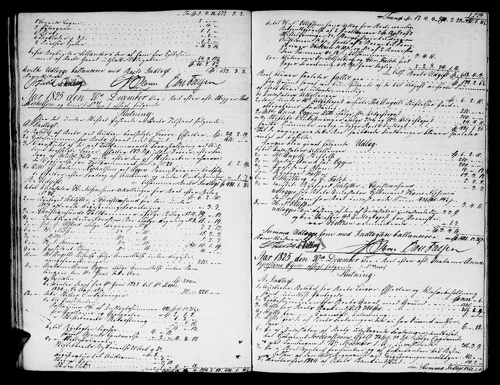 Trondheim byfogd, AV/SAT-A-0003/1/3/3A/L0027: Skifteprotokoll - gml.nr.22. (m/ register) U, 1825-1829, p. 278b-279a
