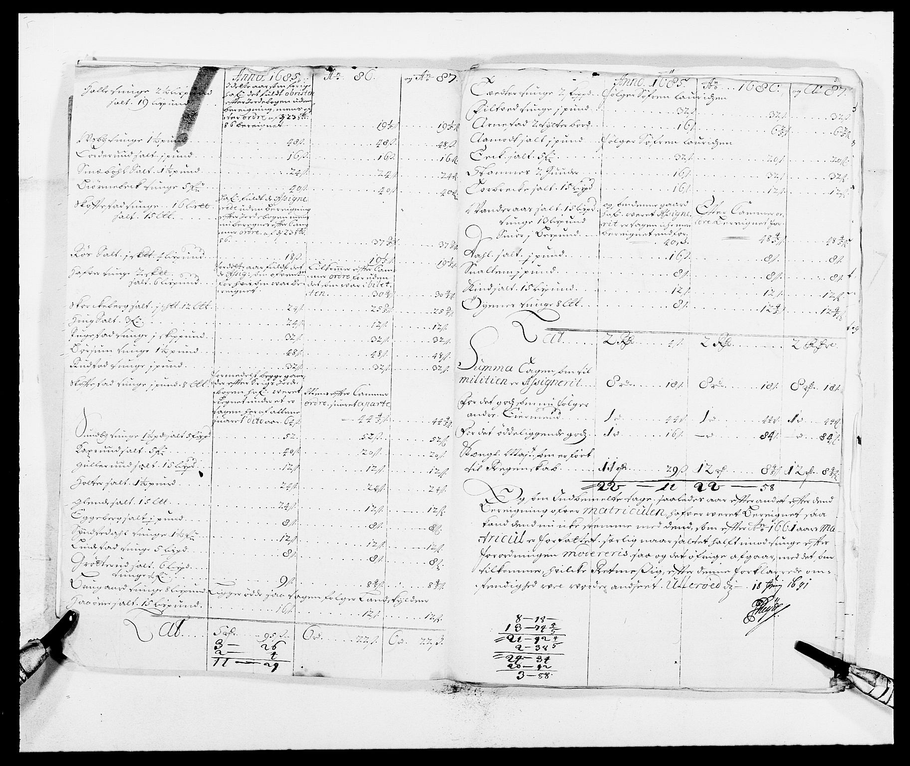 Rentekammeret inntil 1814, Reviderte regnskaper, Fogderegnskap, AV/RA-EA-4092/R09/L0436: Fogderegnskap Follo, 1685-1691, p. 338