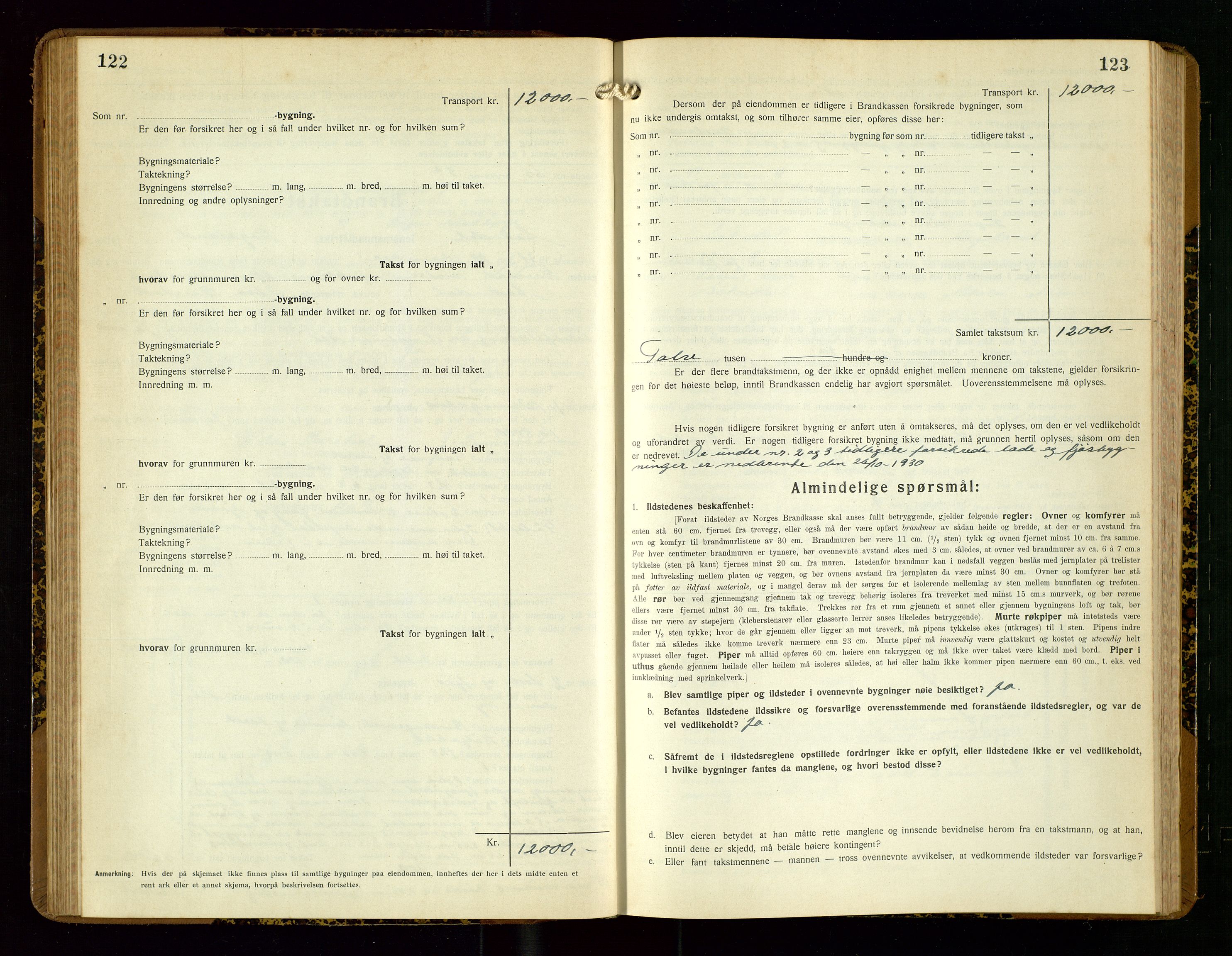 Sokndal lensmannskontor, SAST/A-100417/Gob/L0007: "Brandtakst-Protokoll", 1930-1936, p. 122-123