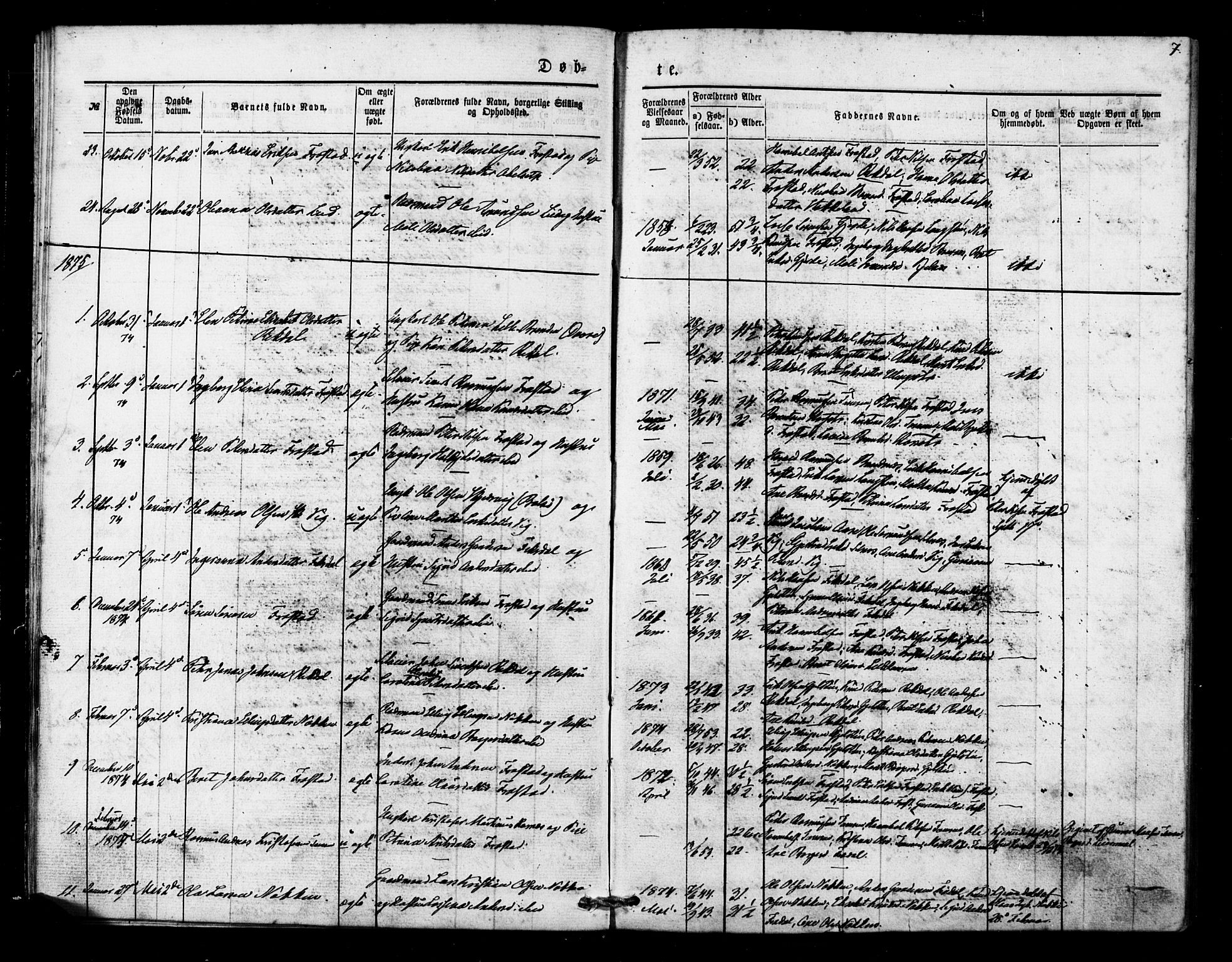 Ministerialprotokoller, klokkerbøker og fødselsregistre - Møre og Romsdal, AV/SAT-A-1454/540/L0540: Parish register (official) no. 540A01, 1872-1883, p. 7