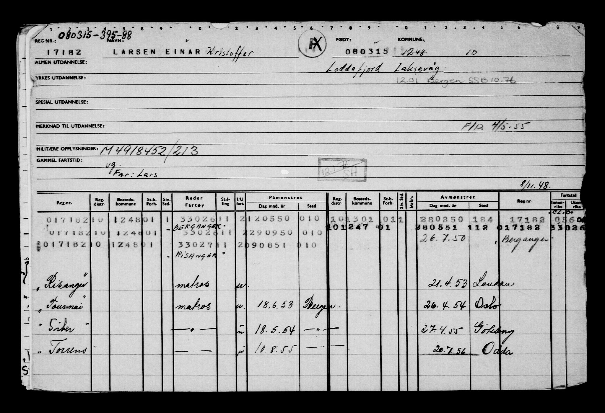 Direktoratet for sjømenn, AV/RA-S-3545/G/Gb/L0128: Hovedkort, 1915, p. 147